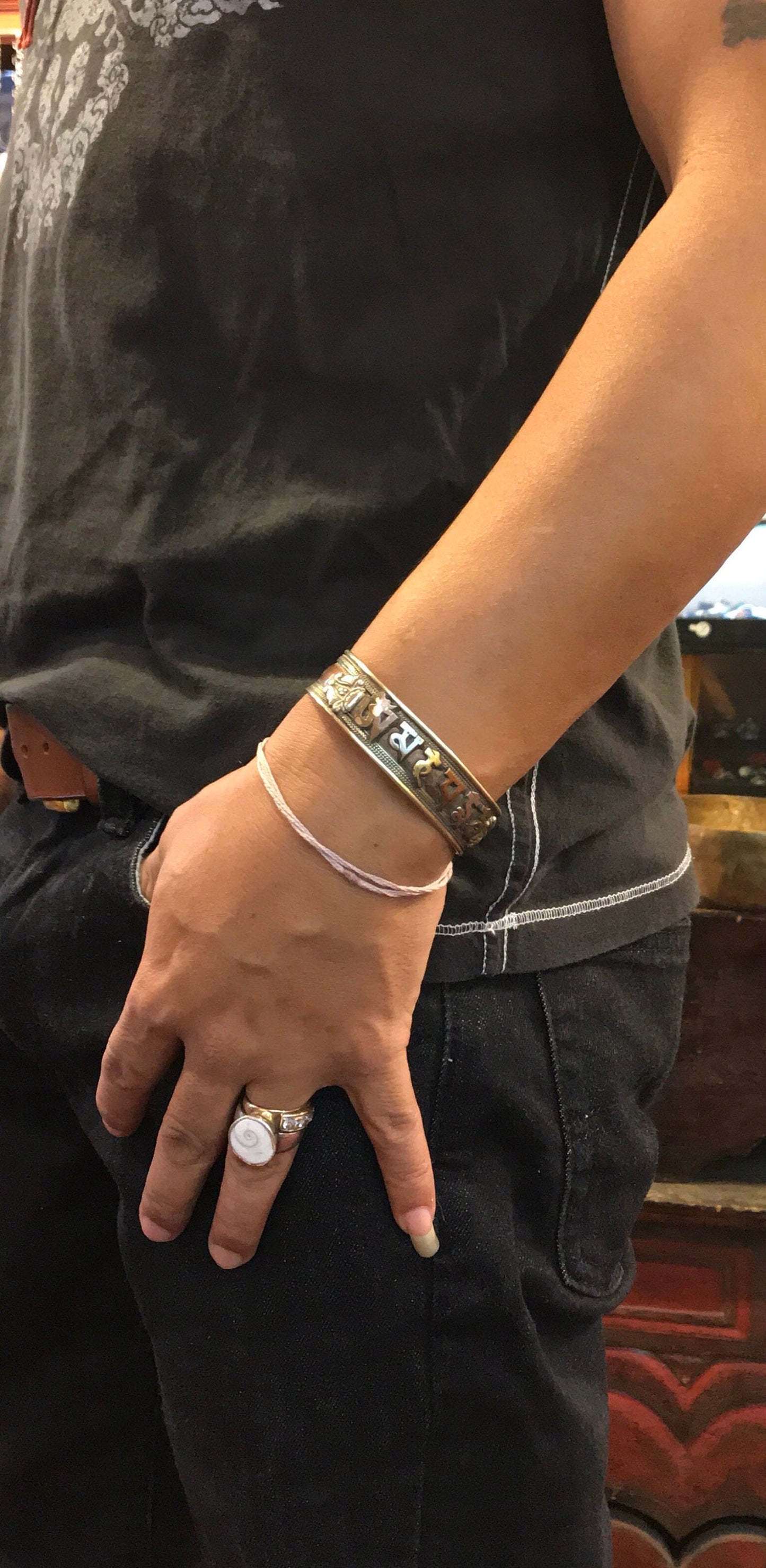 Tibetan Bracelet, with buddhist mantra, "Om Mani Padme Hum" compassion, protection, luck Mantra, nepali cuff, meditation and for healing.