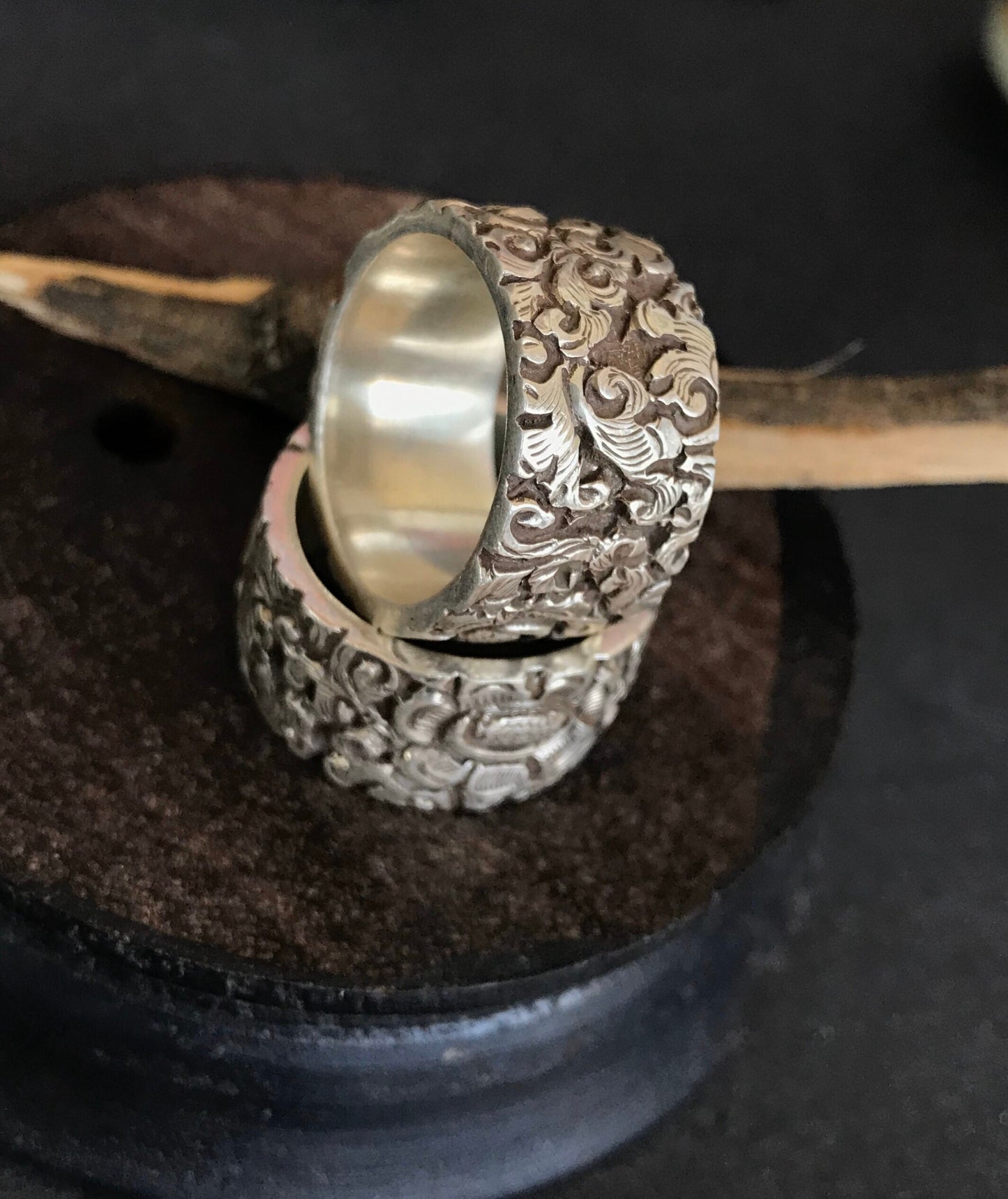 Thick Solid 925 silver Ring Band,with Tibetan floral design engraved to cherish you always.Handcrafted in Nepal.Joy ring/happiness band/ring