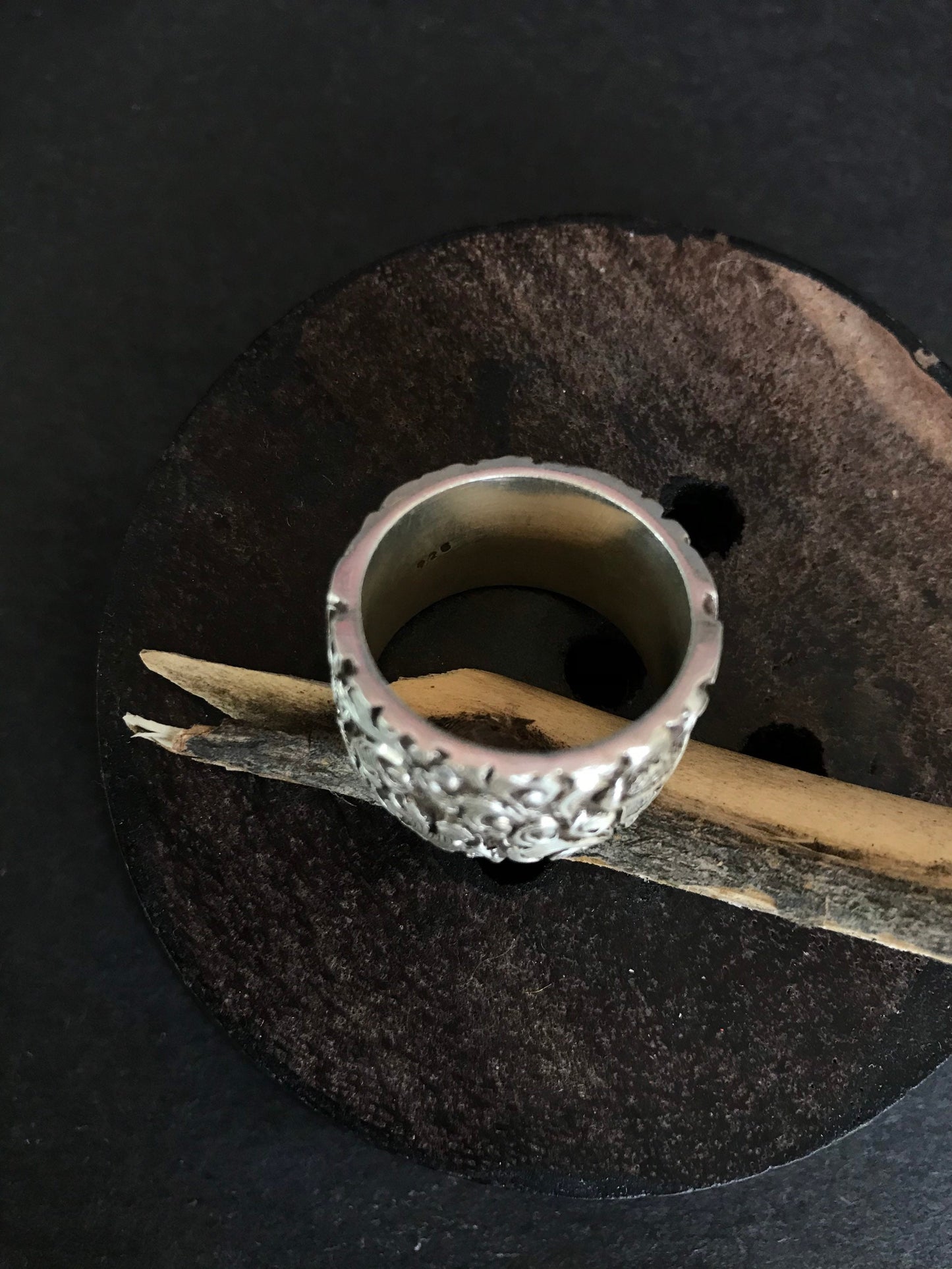 Thick Solid 925 silver Ring Band,with Tibetan floral design engraved to cherish you always.Handcrafted in Nepal.Joy ring/happiness band/ring