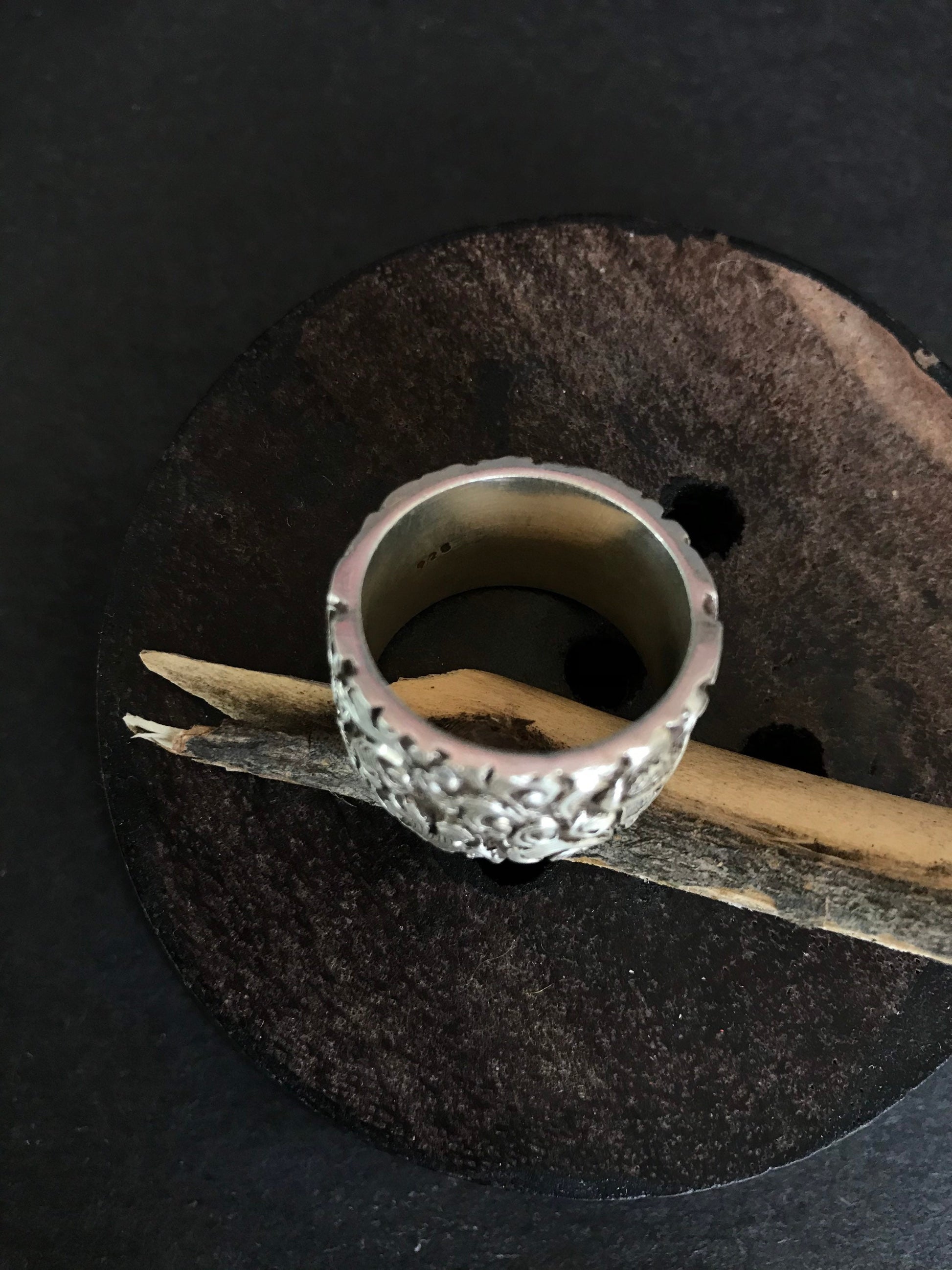 Thick Solid 925 silver Ring Band,with Tibetan floral design engraved to cherish you always.Handcrafted in Nepal.Joy ring/happiness band/ring