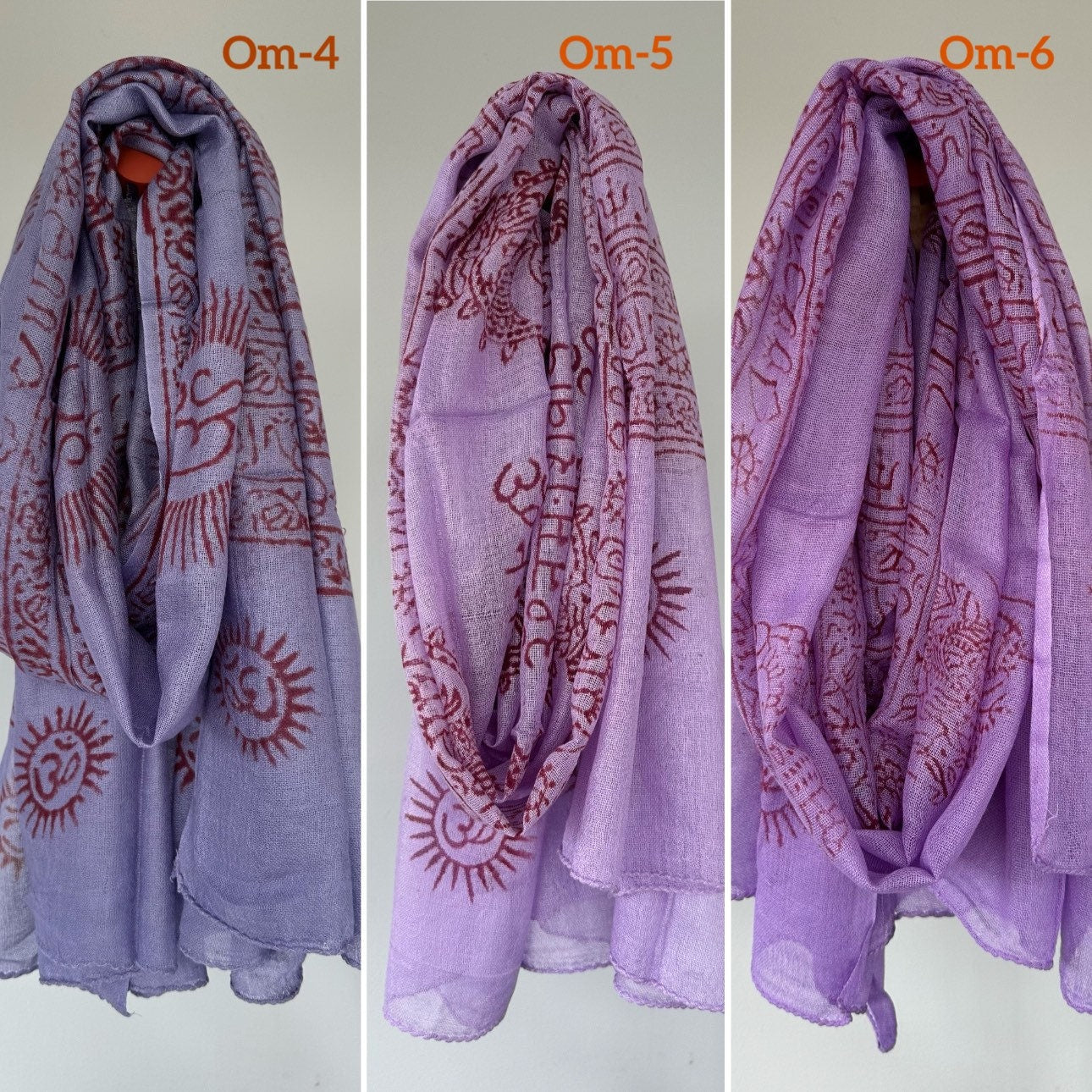 Super soft hand woven cotton with Block printed Om Scarf/shawl/wraparound. summer scarfs Meditation scarf and shawl