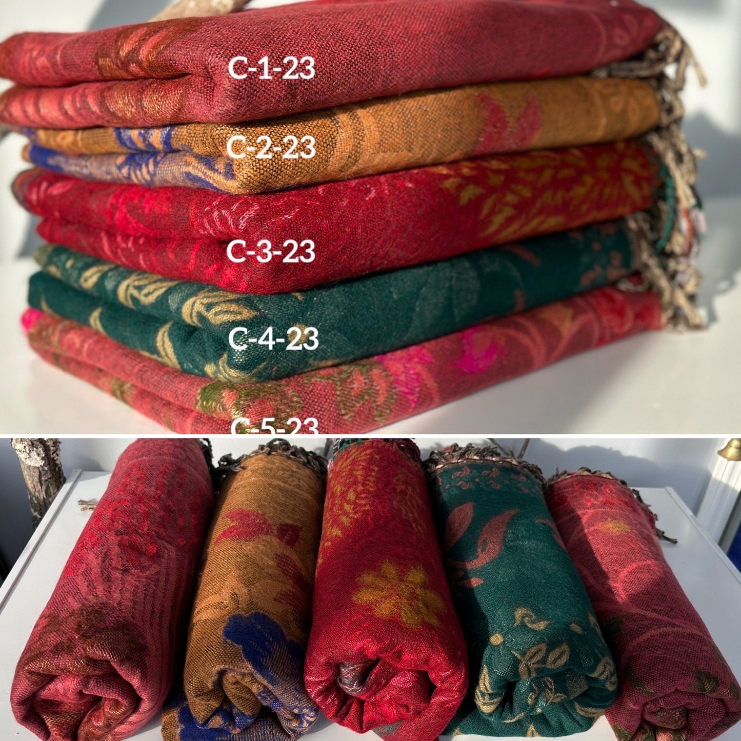 Reversible Tibetan yak wool Shawl/Scarf Blanket, Shawl, loose weaved for super soft and warm,Best winter gift, floral designs/parsley design