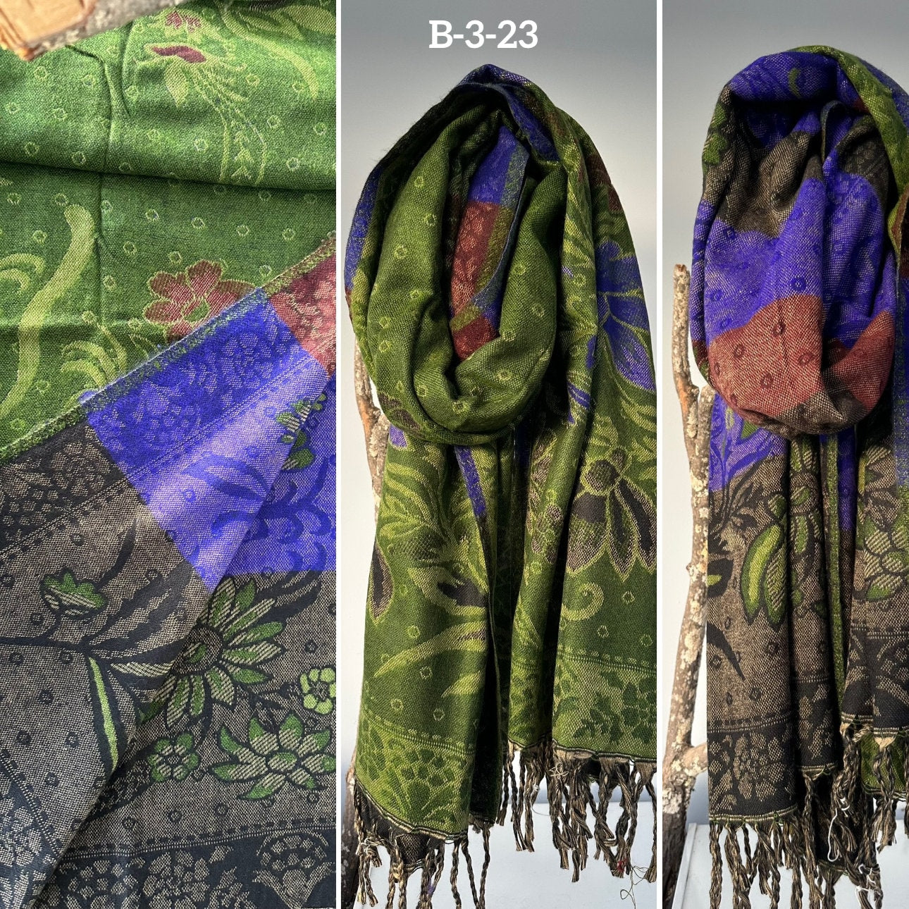 Reversible Tibetan yak wool Shawl/Scarf Blanket, Shawl, loose weaved for super soft and warm,Best winter gift, floral designs/parsley design