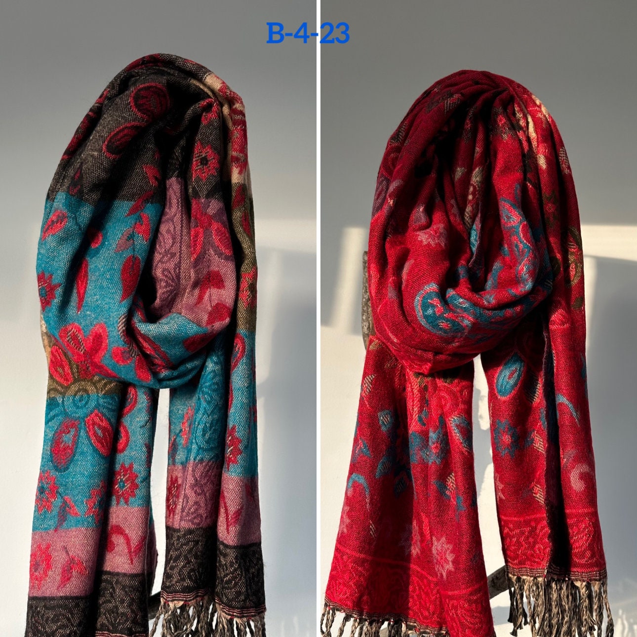 Reversible Tibetan yak wool Shawl/Scarf Blanket, Shawl, loose weaved for super soft and warm,Best winter gift, floral designs/parsley design