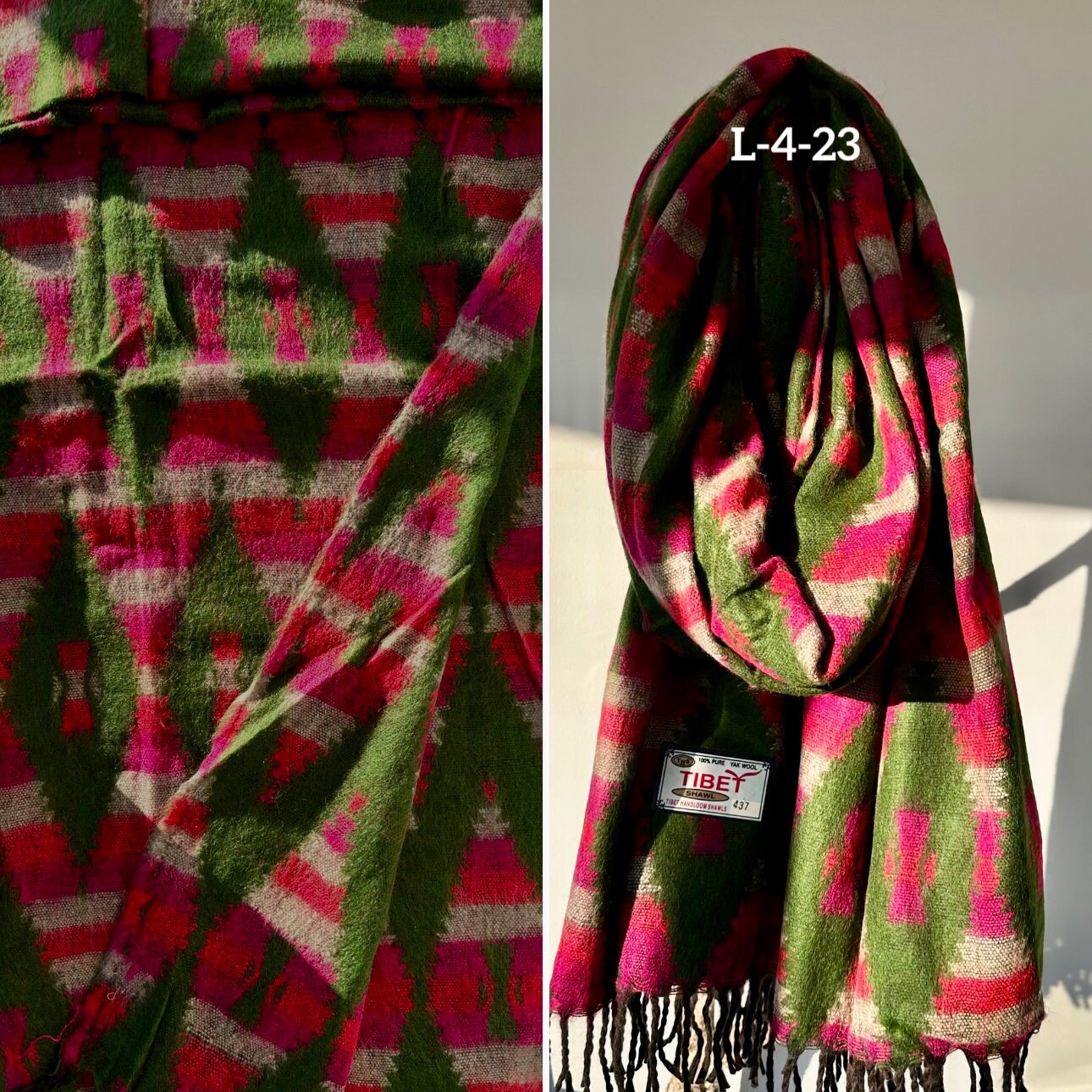 Tibetan yak wool Shawl/ Scarf/ Blanket, Meditation Shawl, loose weaved for super soft and warm, Best Gift for the winter.Wool Shawl/Scarf