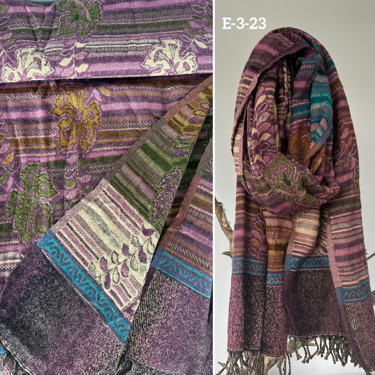 Tibetan yak wool Shawl/ Scarf/ Blanket, Meditation Shawl, loose weaved for super soft and warm, Best Gift for the winter. floral designs ..