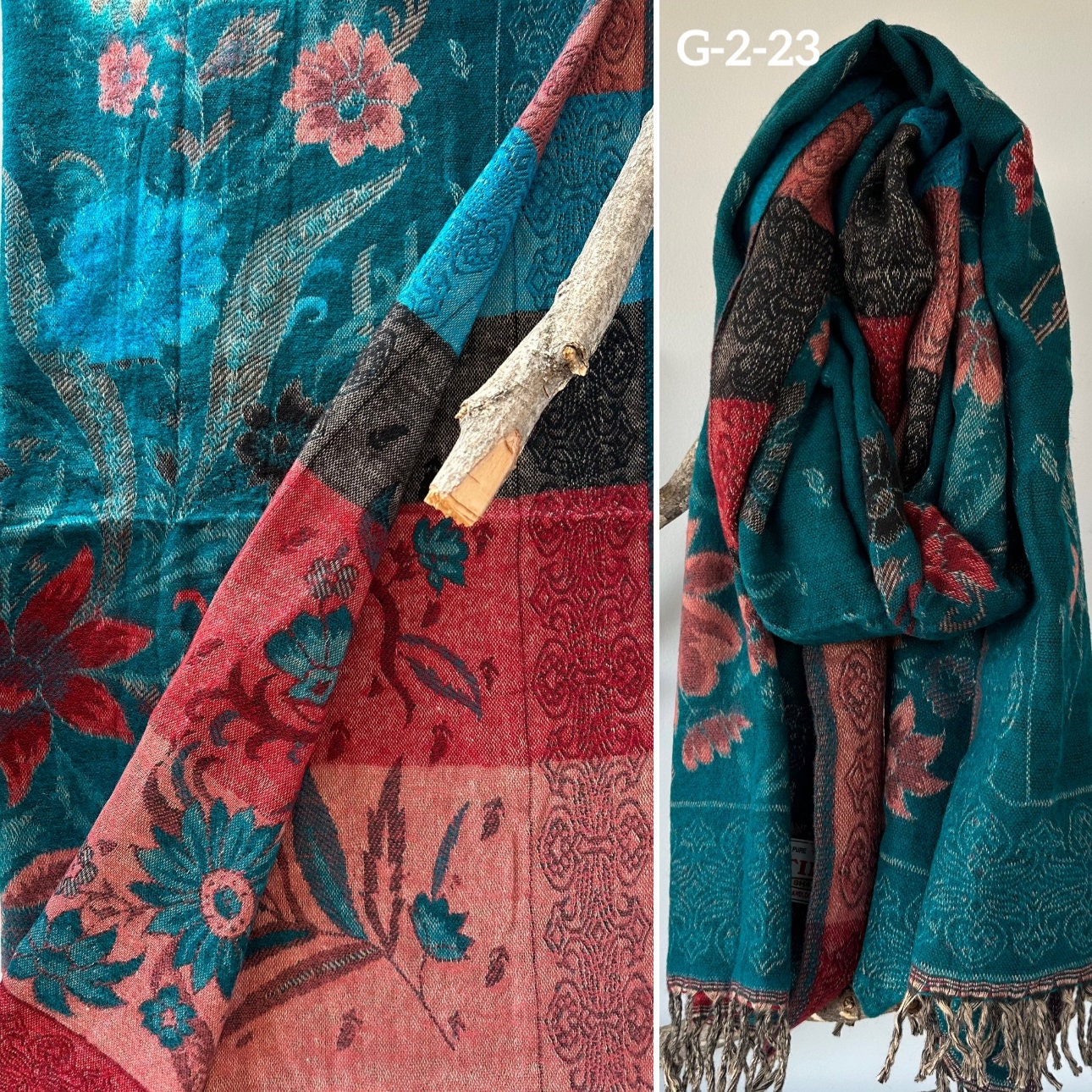 Tibetan yak wool Shawl/ Scarf/ Blanket, Meditation Shawl, loose weaved for super soft and warm, Best Gift for the winter. floral designs ..