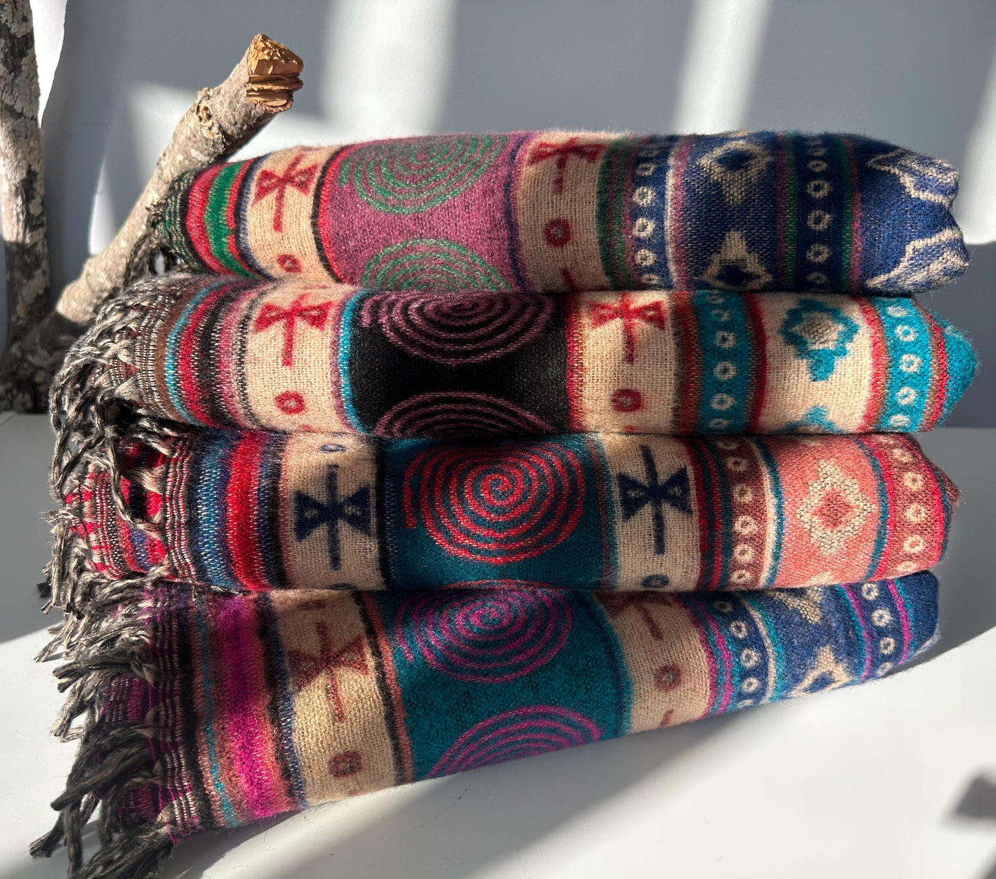 Tibetan yak wool Shawl/ Scarf/ Blanket, Meditation Shawl, loose weaved for super soft and warm, Best Gift for the winter. floral designs ..