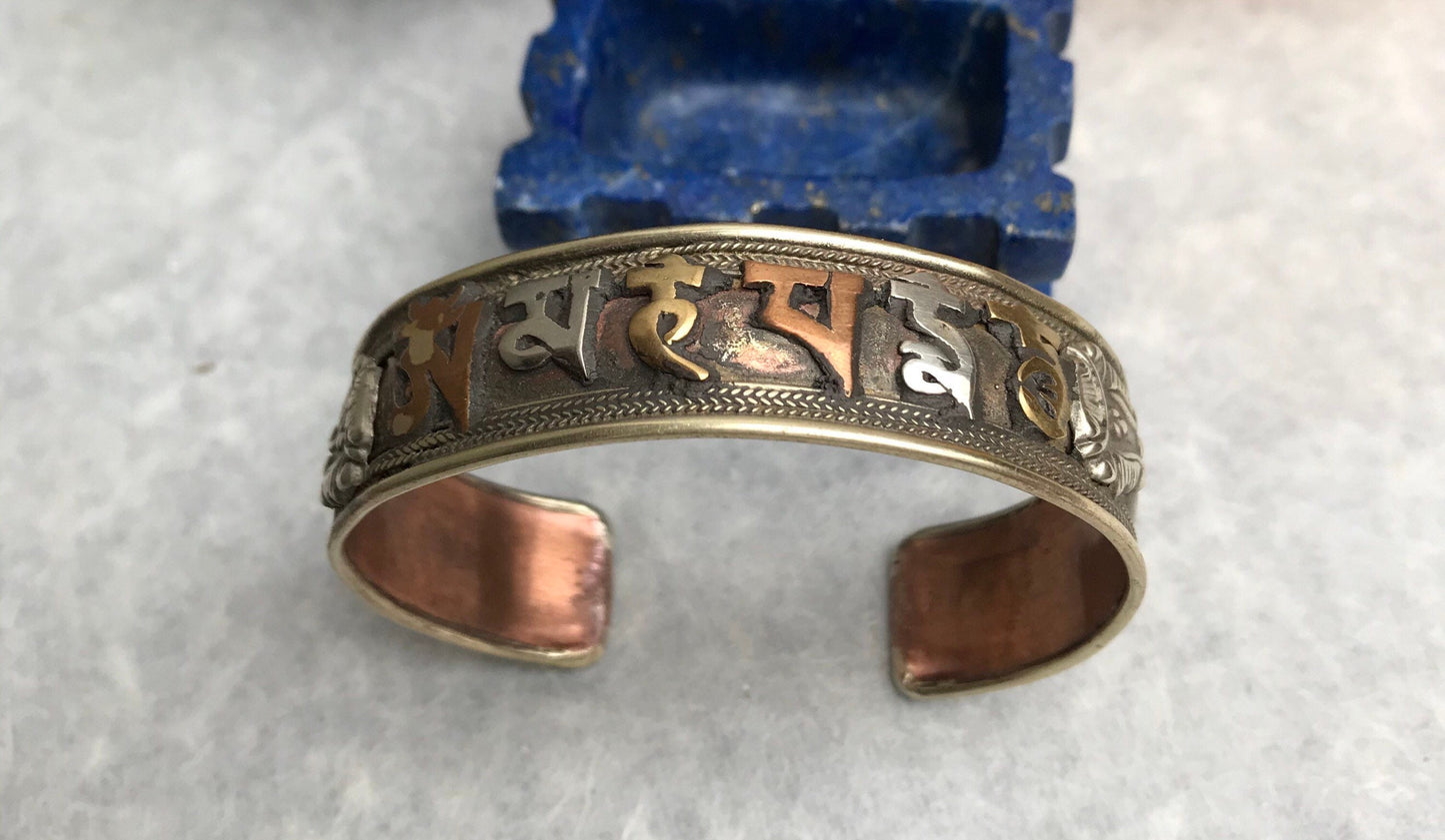 Tibetan Bracelet, with buddhist mantra, "Om Mani Padme Hum" compassion, protection, luck Mantra, nepali cuff, meditation and for healing.