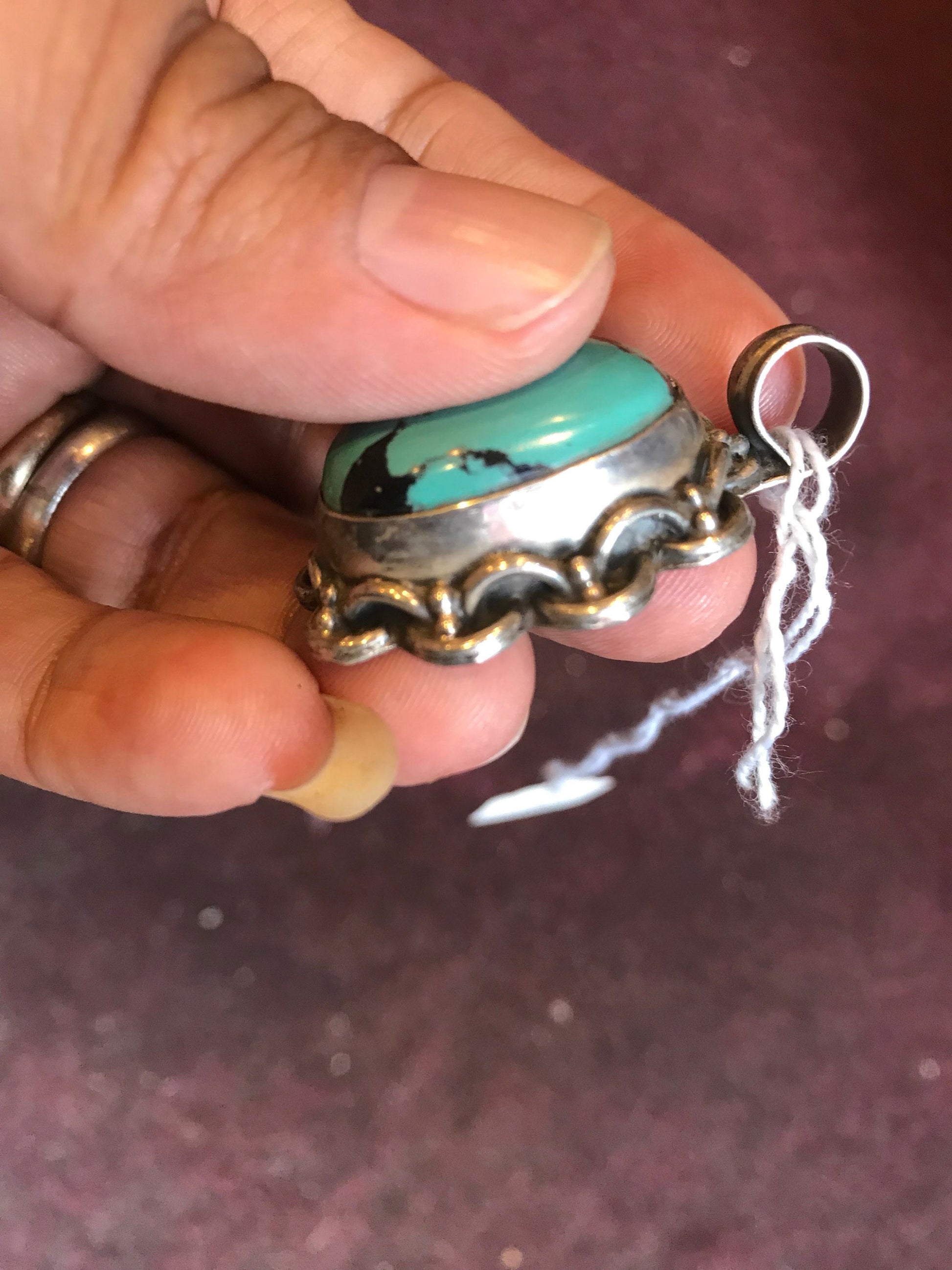 Turquoise pendent, silver pendent with Tibetan turquoise, hand made, sterling silver pendent, made in Nepal, healing, protection, Luck