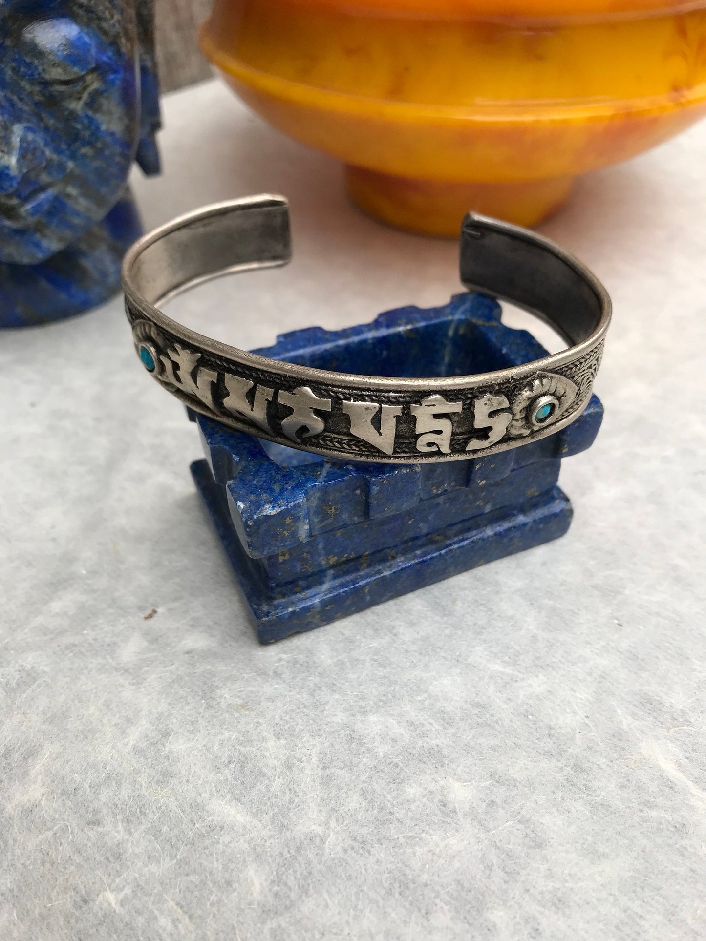 Tibetan Bracelet with Om Mani Padme Hum Mantra, Buddhist cuff bracelet, compassion, protection and peace bracelet. Nepali Bracelet,