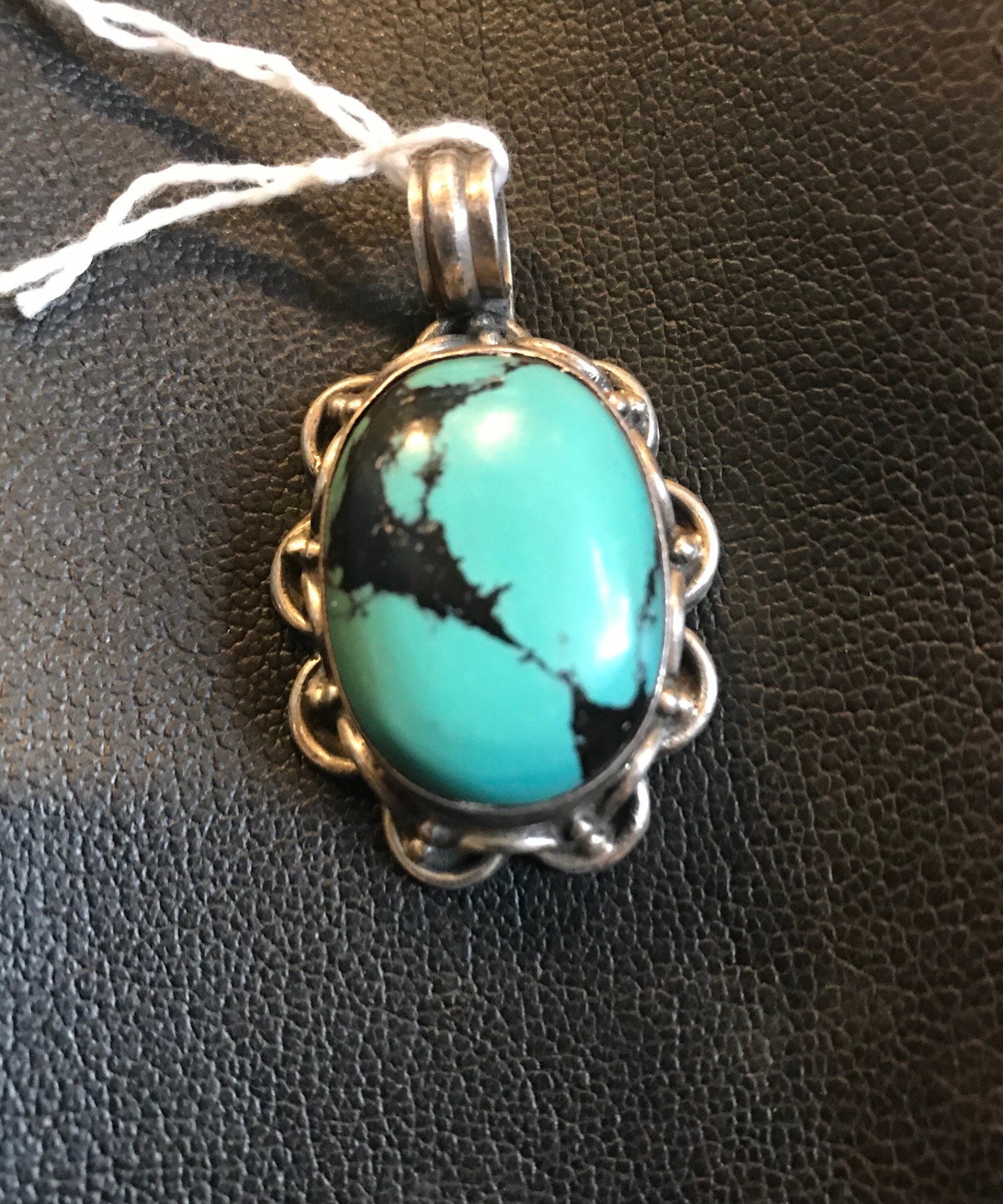 Turquoise pendent, silver pendent with Tibetan turquoise, hand made, sterling silver pendent, made in Nepal, healing, protection, Luck