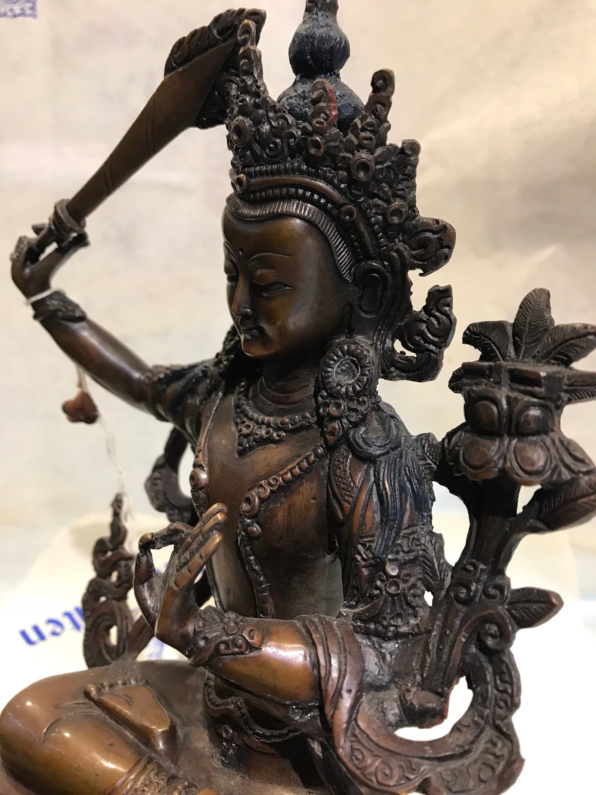 Manjushree Statue, Lord of Wisdom. handmade in Nepal, Very Compassionate expression, Buddha statue