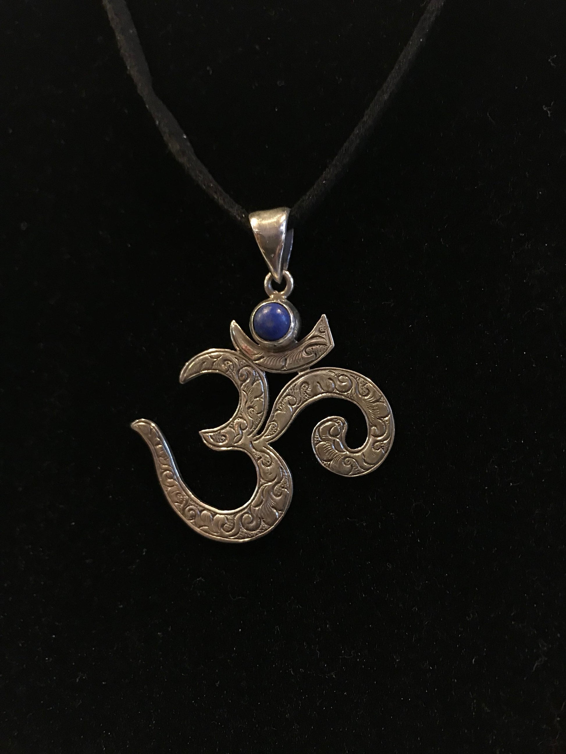 Sterling Silver Om pendent, OM pendent handmade in Nepal. Meditation, Mantra Om, Universal sound OM , Coral, turquoise, Lapis, and Amethyst