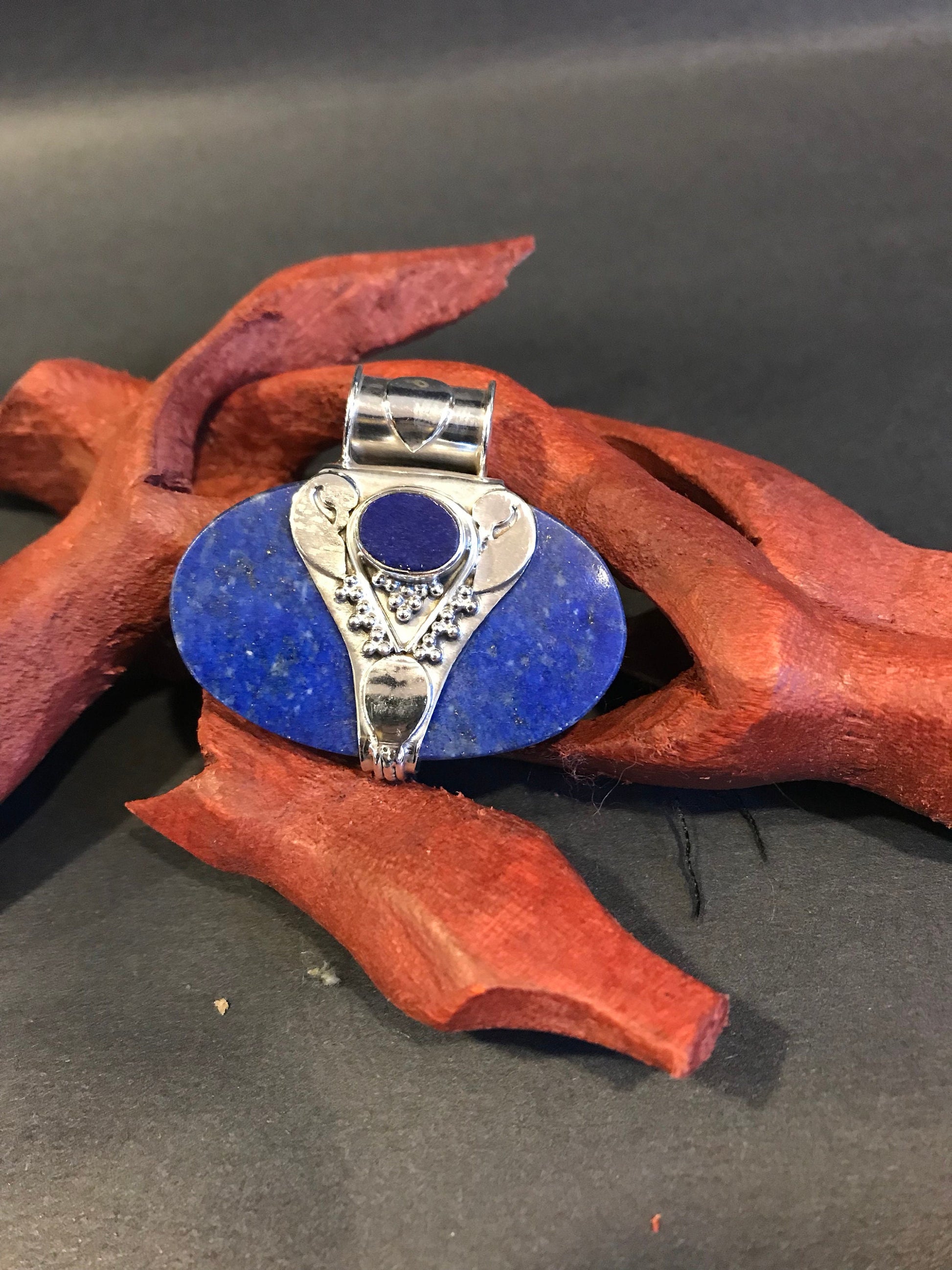 Lapis lazuli pendent on Sterling silver, royalty and spirituality, third eye and Throat chakras. BOHO, Valentines Gift