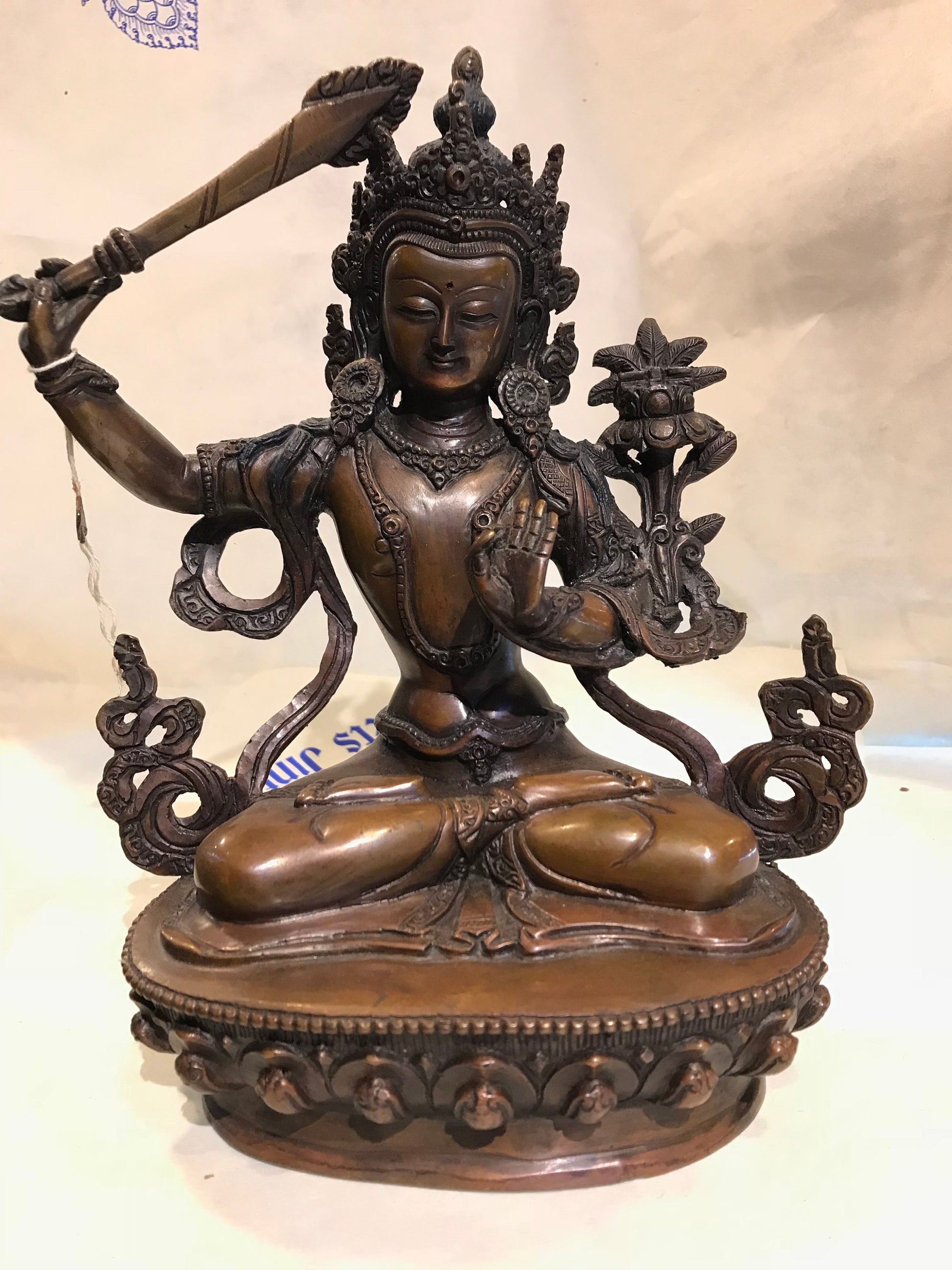 Manjushree Statue, Lord of Wisdom. handmade in Nepal, Very Compassionate expression, Buddha statue