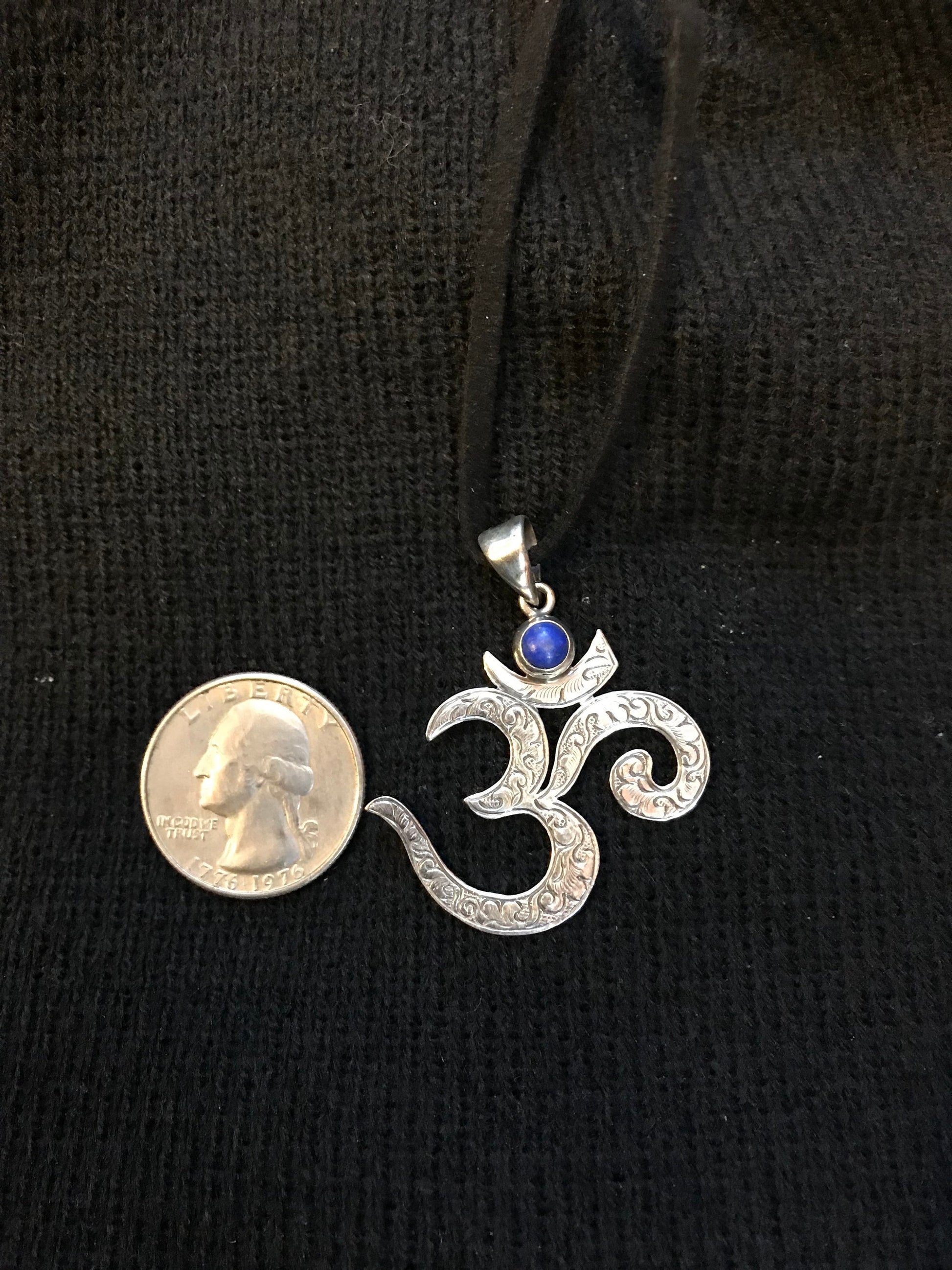 Sterling Silver Om pendent, OM pendent handmade in Nepal. Meditation, Mantra Om, Universal sound OM , Coral, turquoise, Lapis, and Amethyst