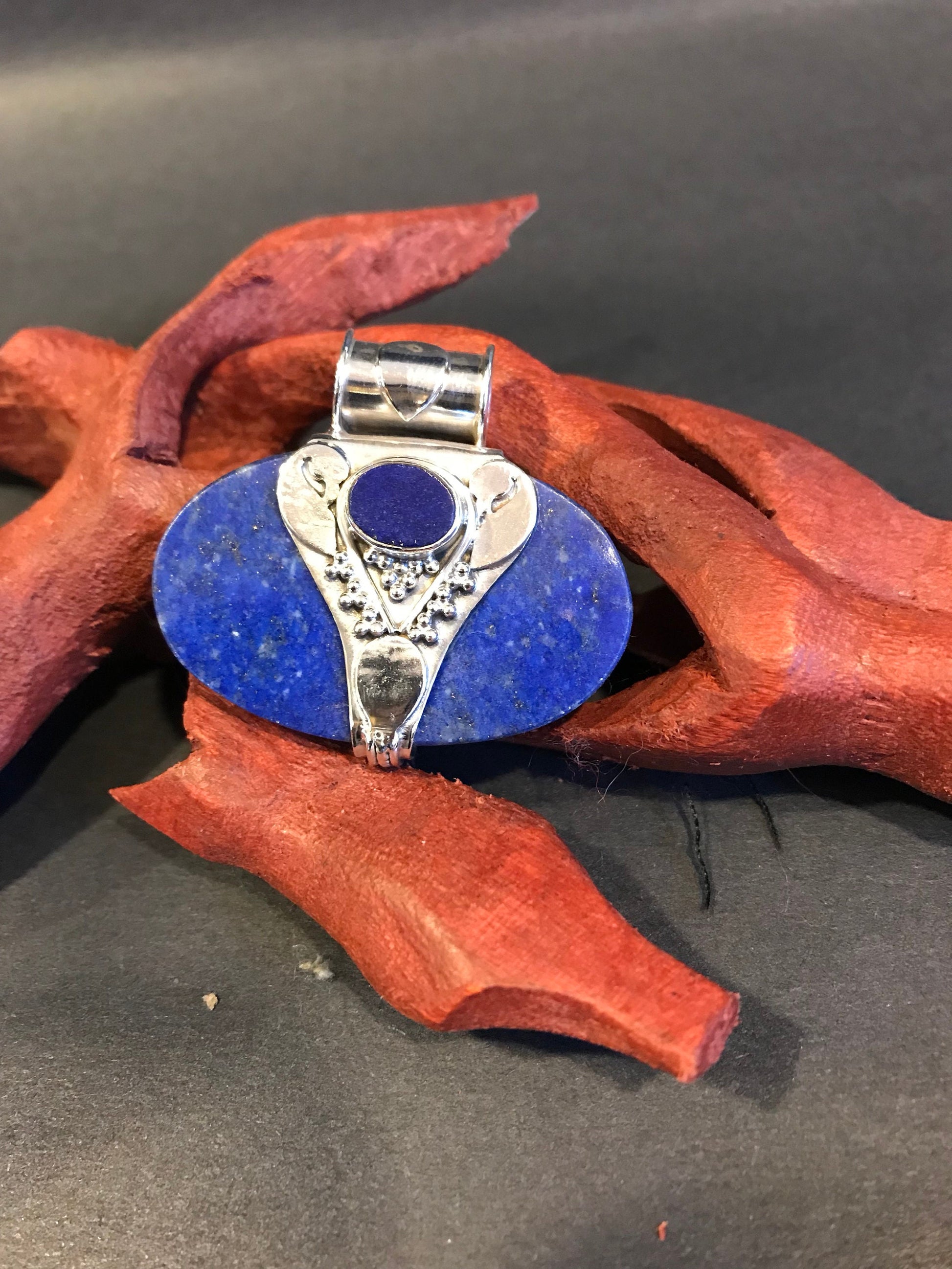 Lapis lazuli pendent on Sterling silver, royalty and spirituality, third eye and Throat chakras. BOHO, Valentines Gift