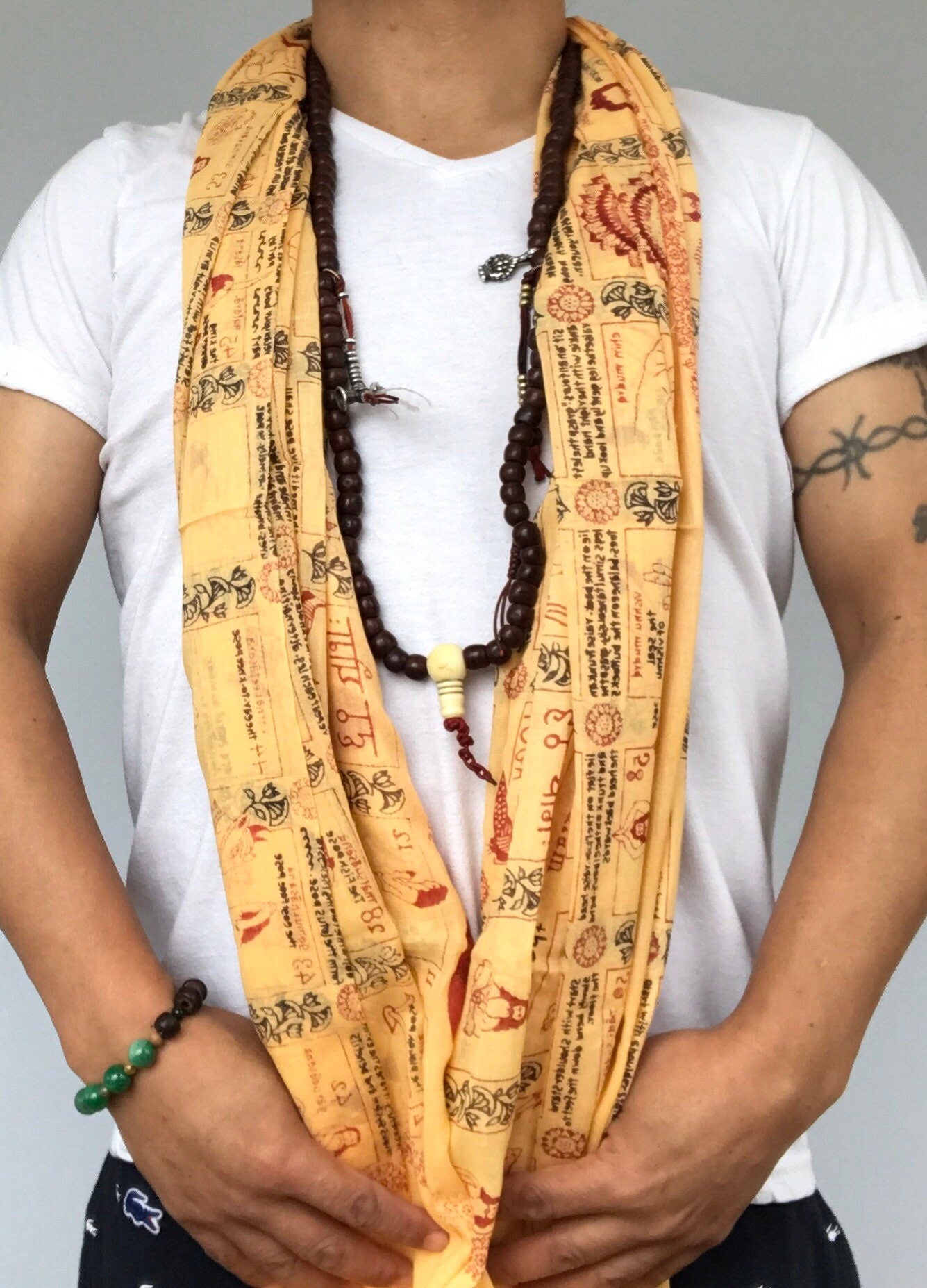 100% cotton Yoga/meditation scarf/shawl/wrap, with 60 different yoga pose print.