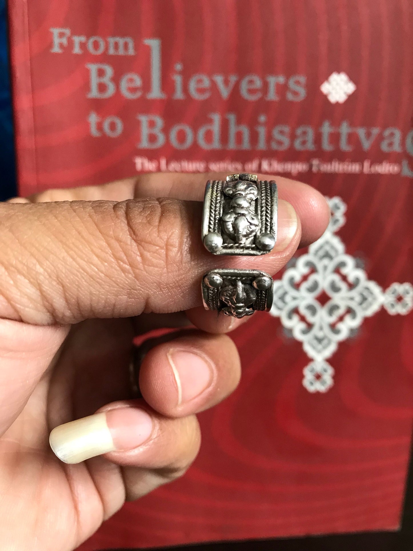 Om Mani Padme Hum BUDDHIST MANTRA RING .925 silver, boho ring Mantra of Compassion,keep your mind calm. thick adjustable band. size 10 - up