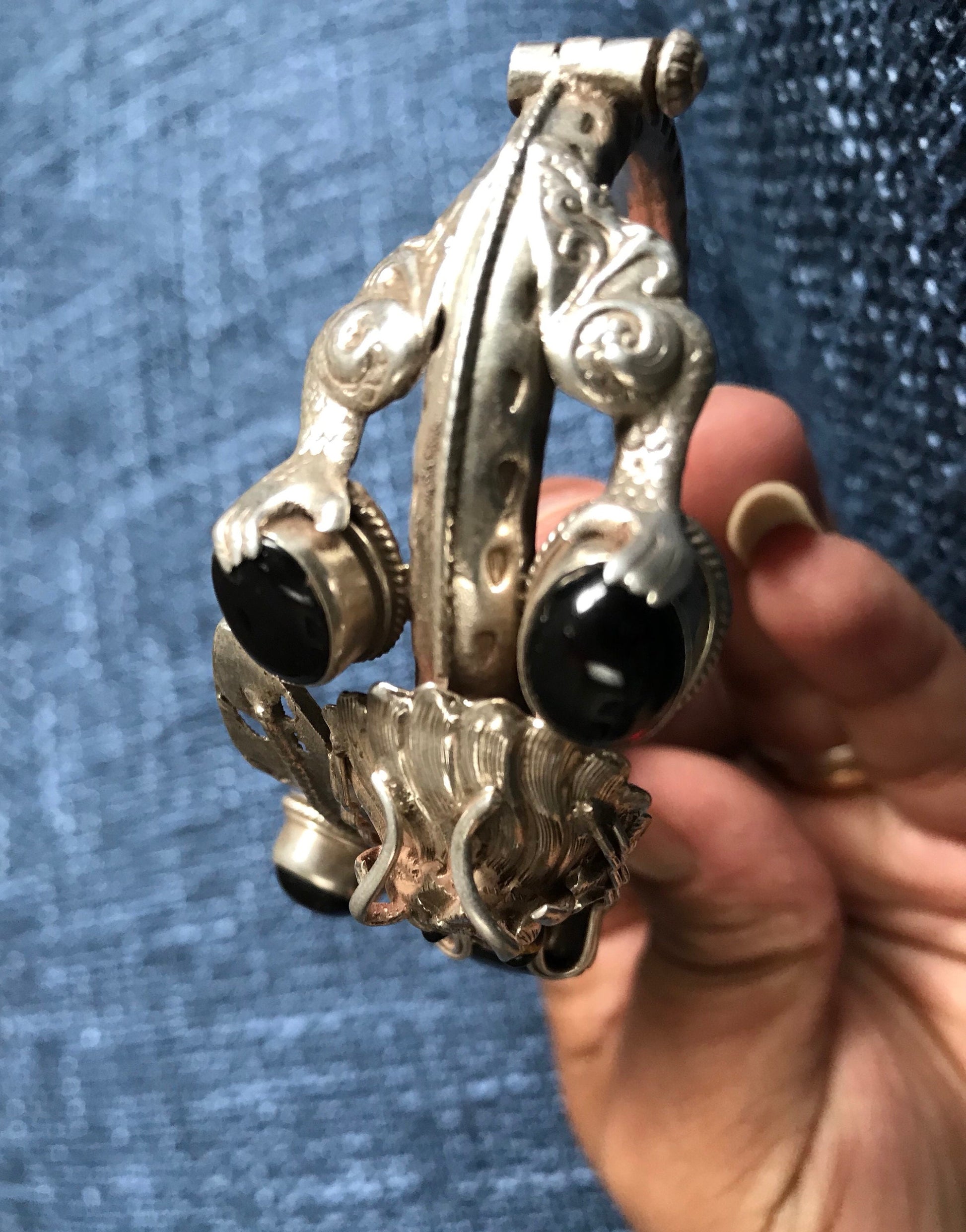 Sterling silver Dragon cuff bracelet, Handmade in Nepal, Dragon holding Garnet stone in his claws and mouth. wealth/good fortune/heroism