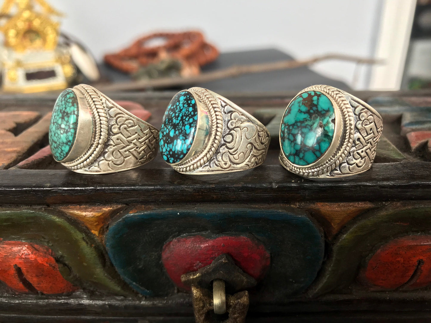 Turquoise ring, .925 silver with stone handmade In Nepal