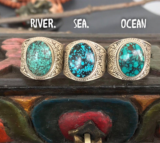 Turquoise ring, .925 silver with stone handmade In Nepal