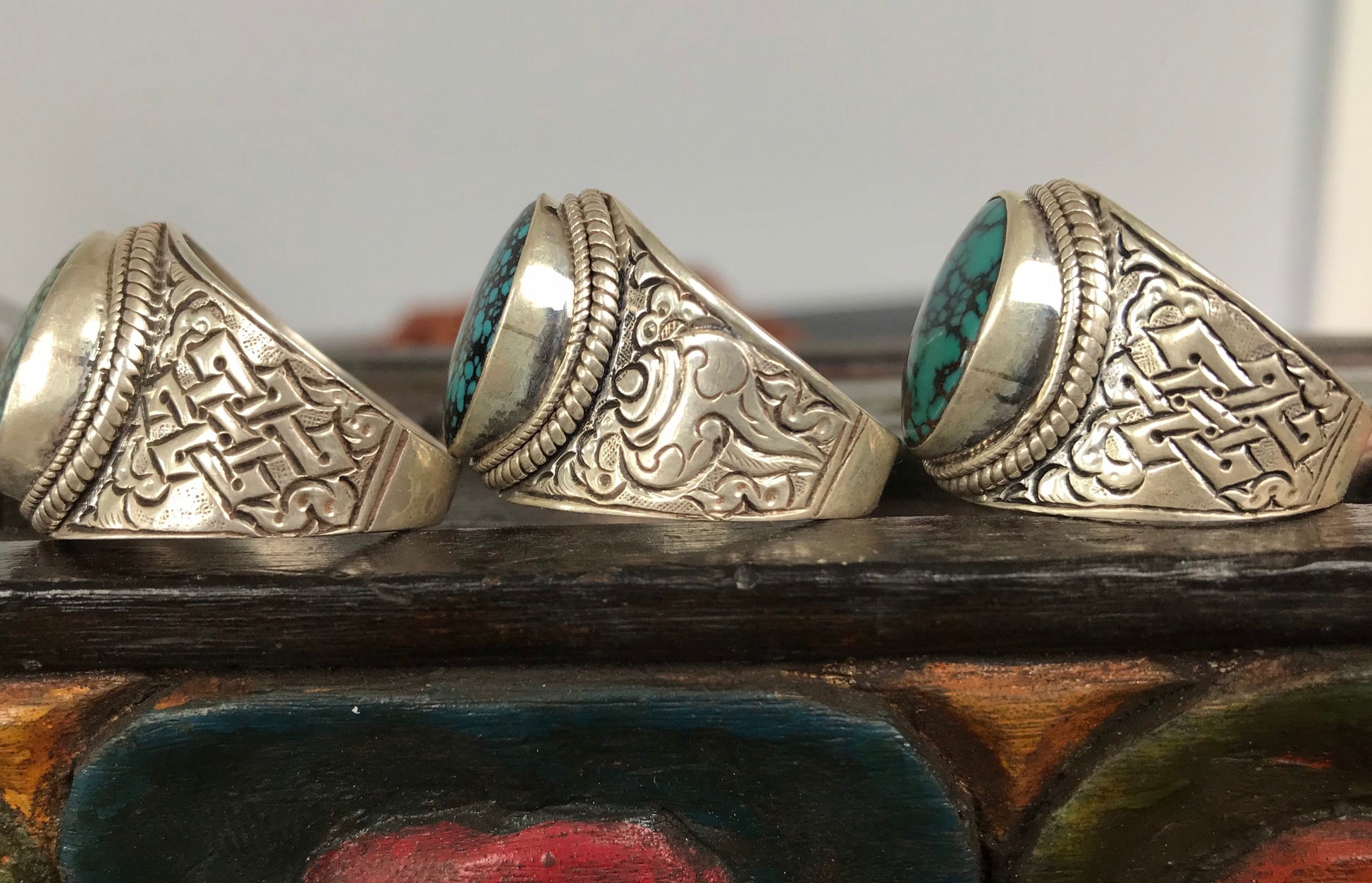 Turquoise ring, .925 silver with stone handmade In Nepal