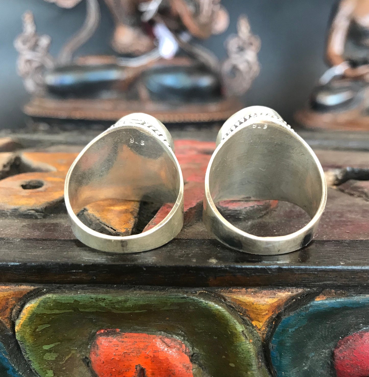 Turquoise ring, sterling silver/boho style, healing stone, Handmade in Nepal, .925 silver with turquoise stone ring. Tibetan ring