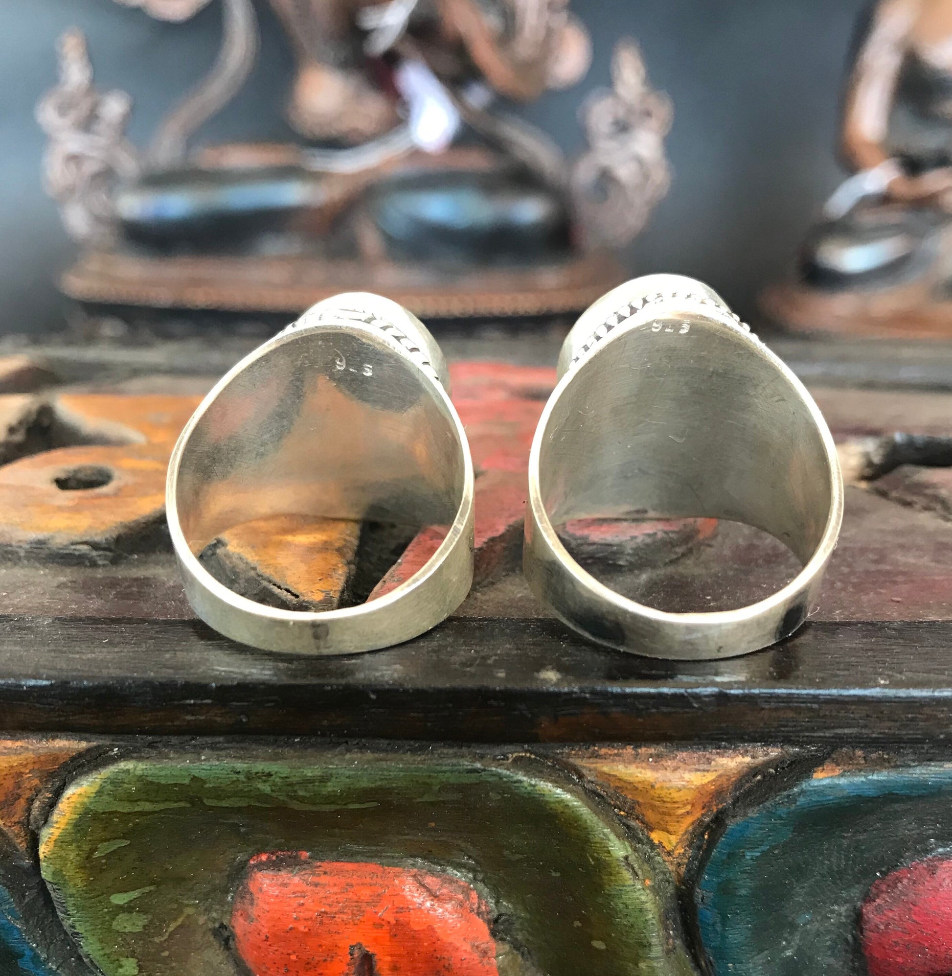 Turquoise ring, sterling silver/boho style, healing stone, Handmade in Nepal, .925 silver with turquoise stone ring. Tibetan ring