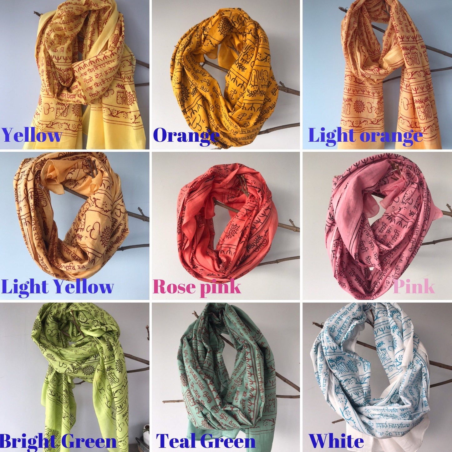 100% cotton Meditation scarfs/prayer scarf/ Om Scarfs/mantra Scarf/ Yoga Scarf/ Shiva/shakti scarfs