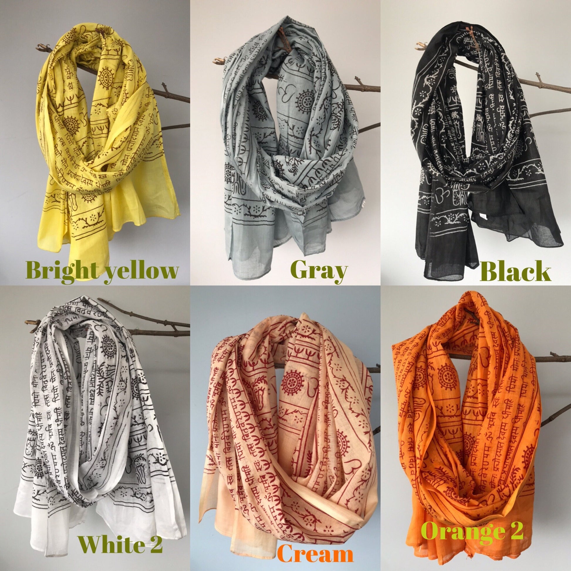 100% cotton Meditation scarfs/prayer scarf/ Om Scarfs/mantra Scarf/ Yoga Scarf/ Shiva/shakti scarfs