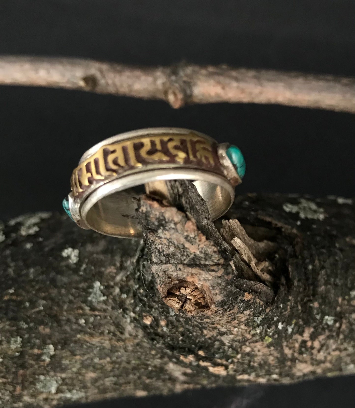 Om mani padmi hum buddhist mantra spinning 9.25 silver ring band. Meditation/stress reliever/peace ring. handcrafted Avalokiteśvara mantra