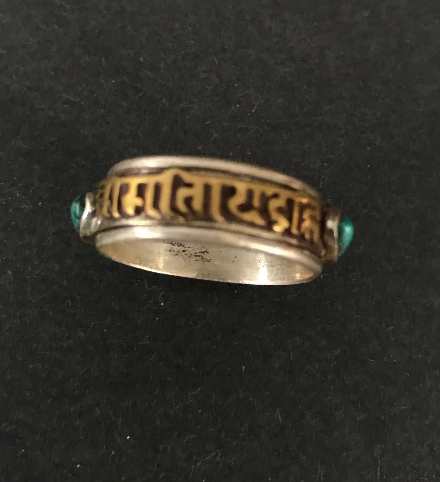 Om mani padmi hum buddhist mantra spinning 9.25 silver ring band. Meditation/stress reliever/peace ring. handcrafted Avalokiteśvara mantra