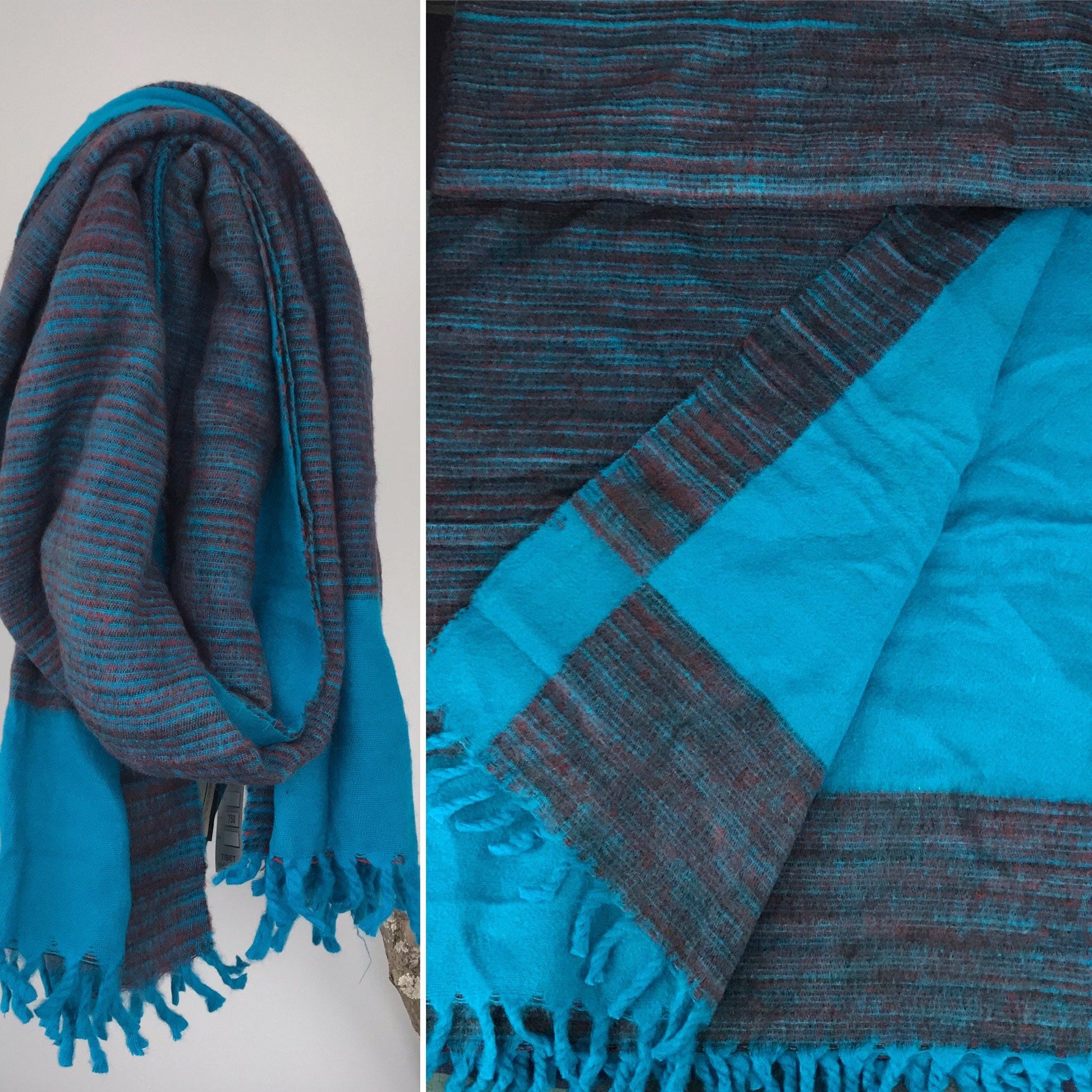 Handloom Tibet Yak wool shawl/blanket/winter shawl/big Scarf, meditation shawl, Super soft and warm,Dark red color