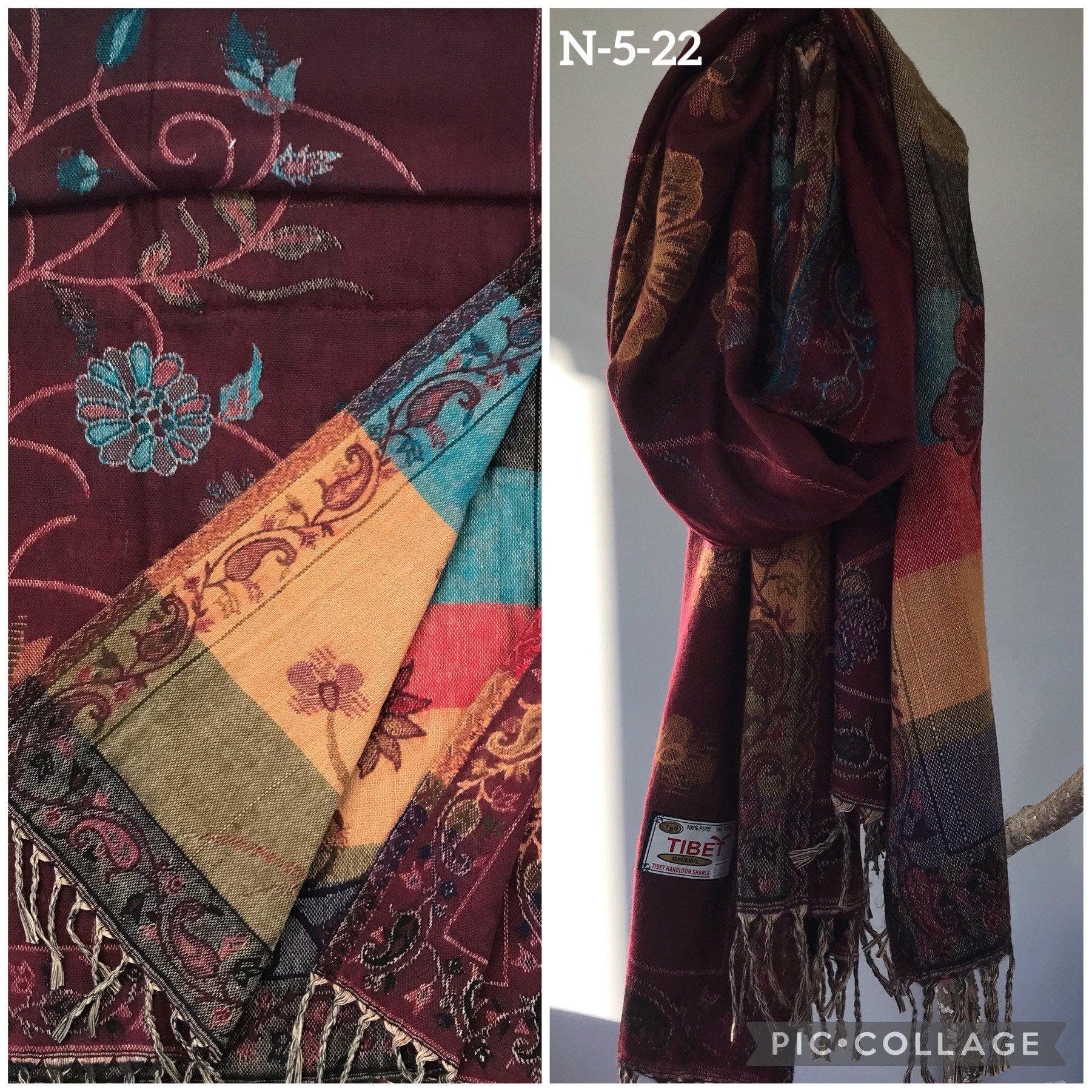 Tibetan yak wool Shawl/ Scarf/ Blanket, Meditation Shawl, loose weaved for super soft and warm, Best Gift for the winter.Big Scarf.