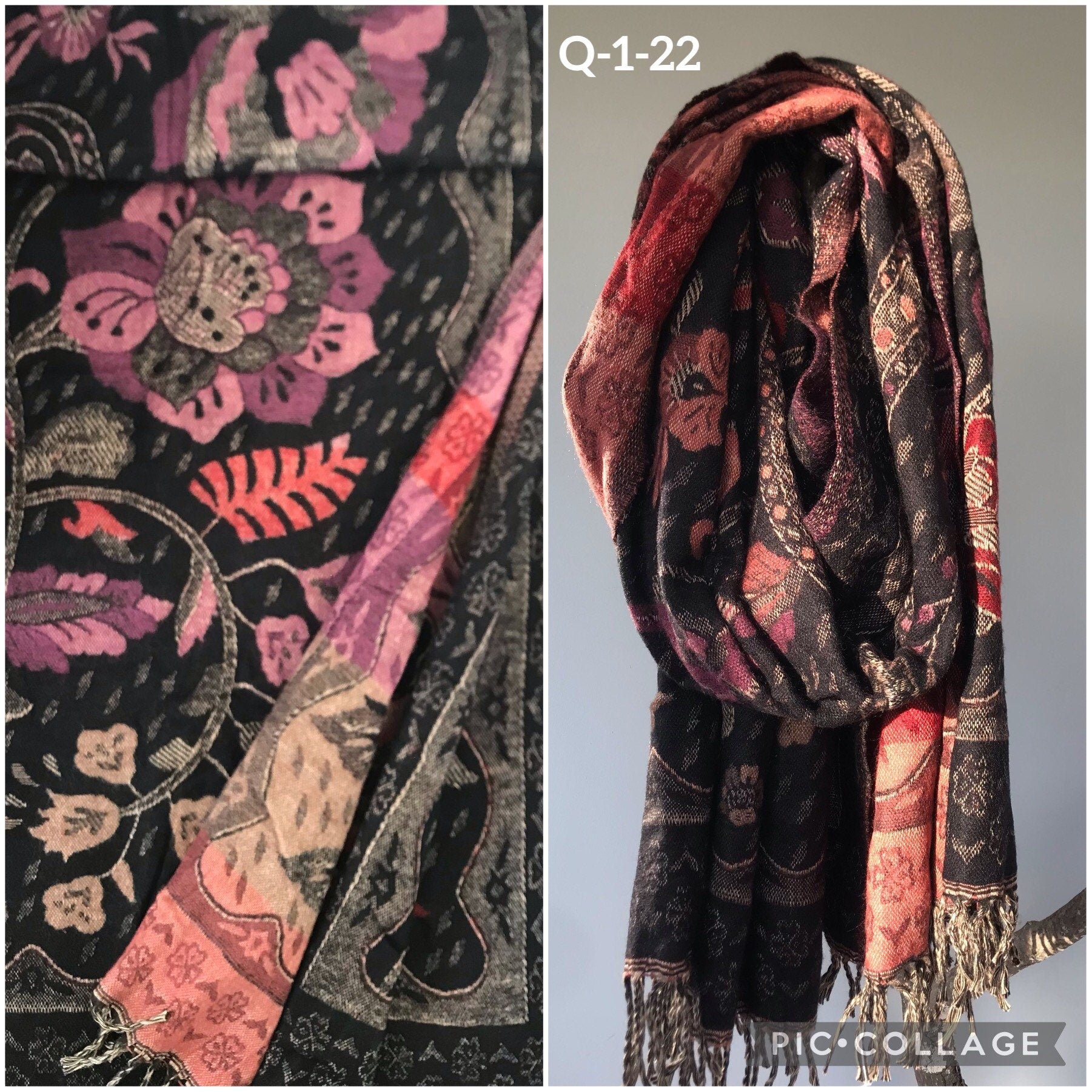 Tibetan yak wool Shawl/ Scarf/ Blanket, Meditation Shawl, loose weaved for super soft and warm, Best Gift for the winter. floral designs ..