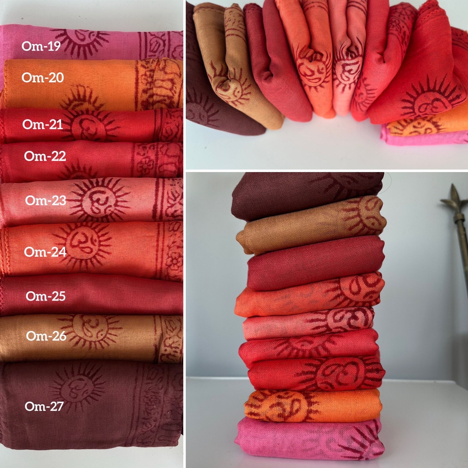 Super soft hand woven cotton with Block printed Om Scarf/shawl/wraparound. summer scarfs Meditation scarf and shawl