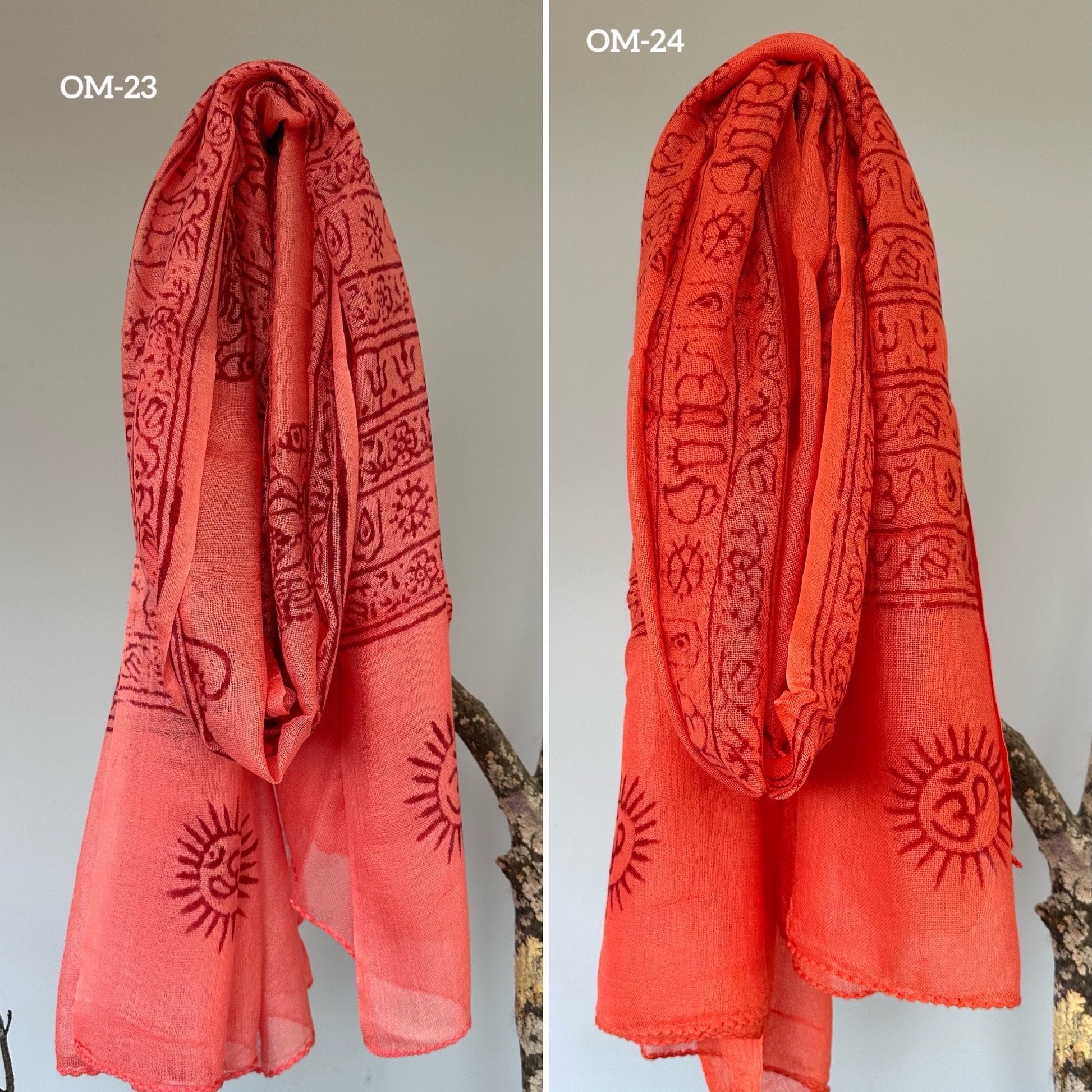 Super soft hand woven cotton with Block printed Om Scarf/shawl/wraparound. summer scarfs Meditation scarf and shawl