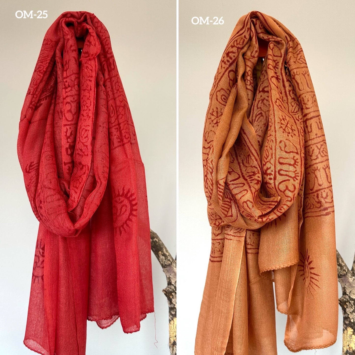 Super soft hand woven cotton with Block printed Om Scarf/shawl/wraparound. summer scarfs Meditation scarf and shawl