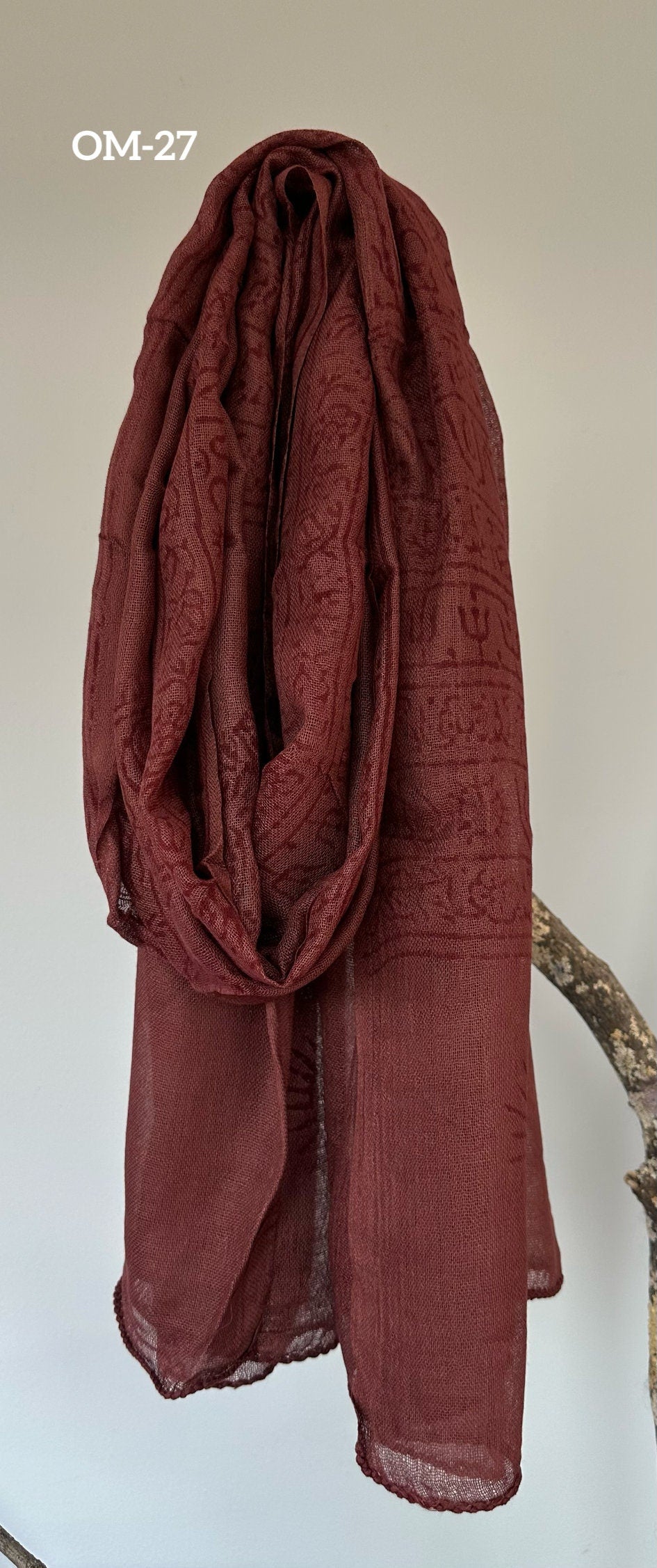 Super soft hand woven cotton with Block printed Om Scarf/shawl/wraparound. summer scarfs Meditation scarf and shawl