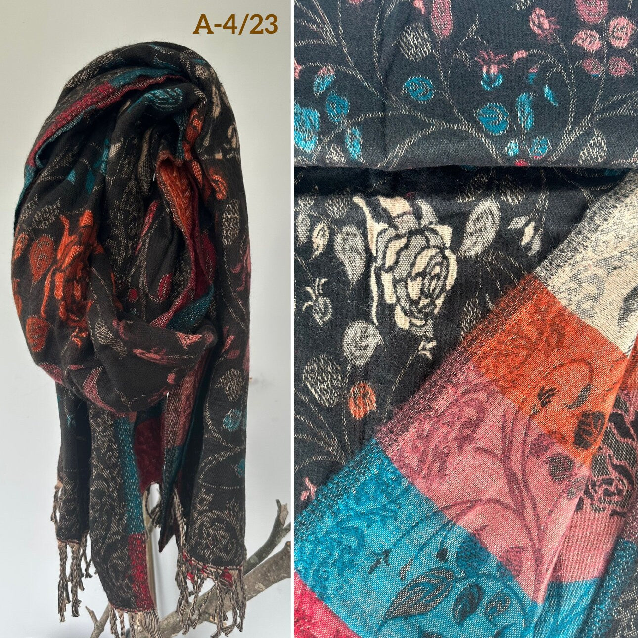 Tibetan yak wool Shawl/ Scarf/ Blanket, Meditation Shawl, loose weaved for super soft and warm, Best Gift for the winter. floral designs ..