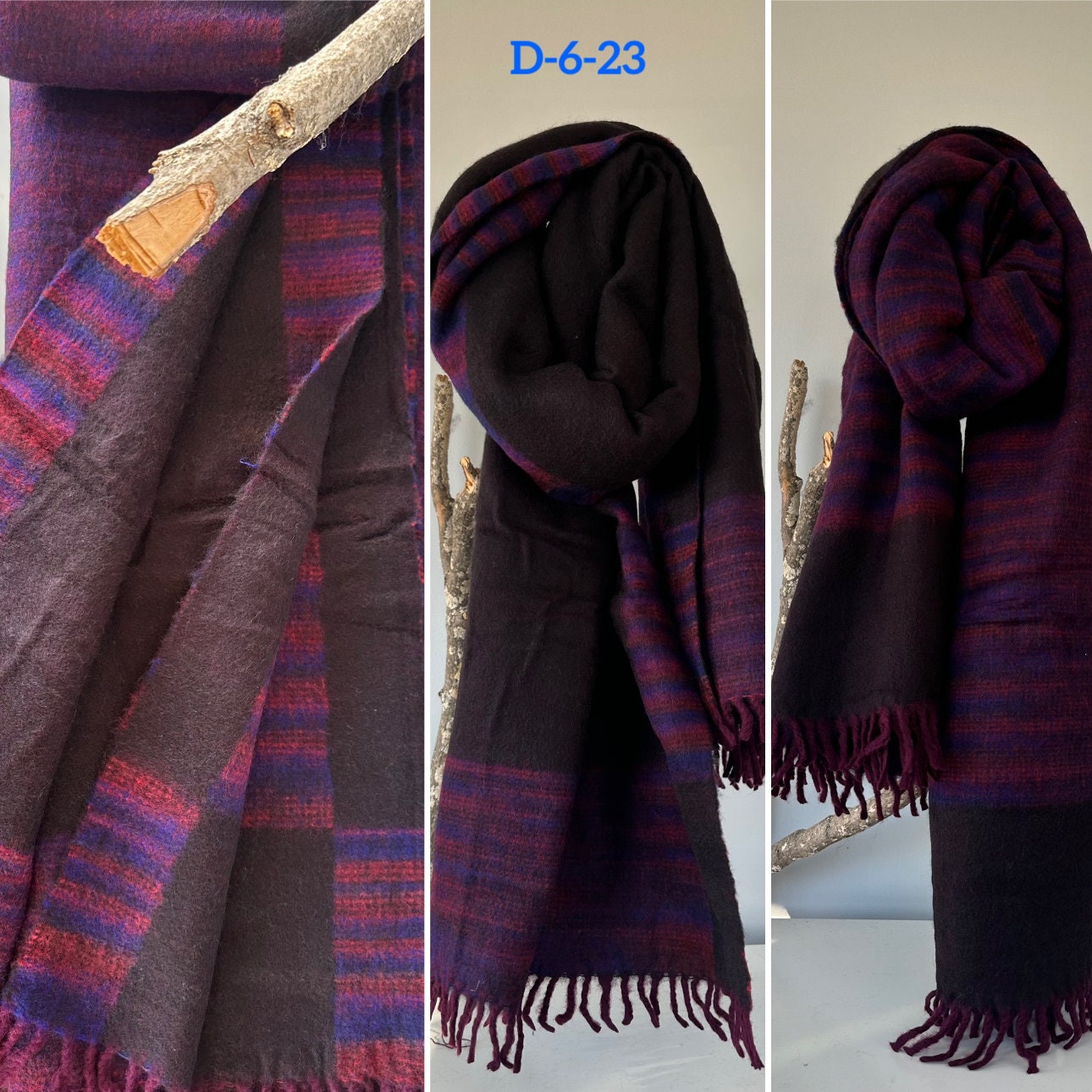 Handloom Tibet Yak wool shawl/blanket/winter shawl/big Scarf, meditation shawl, Super soft and warm,Dark red color