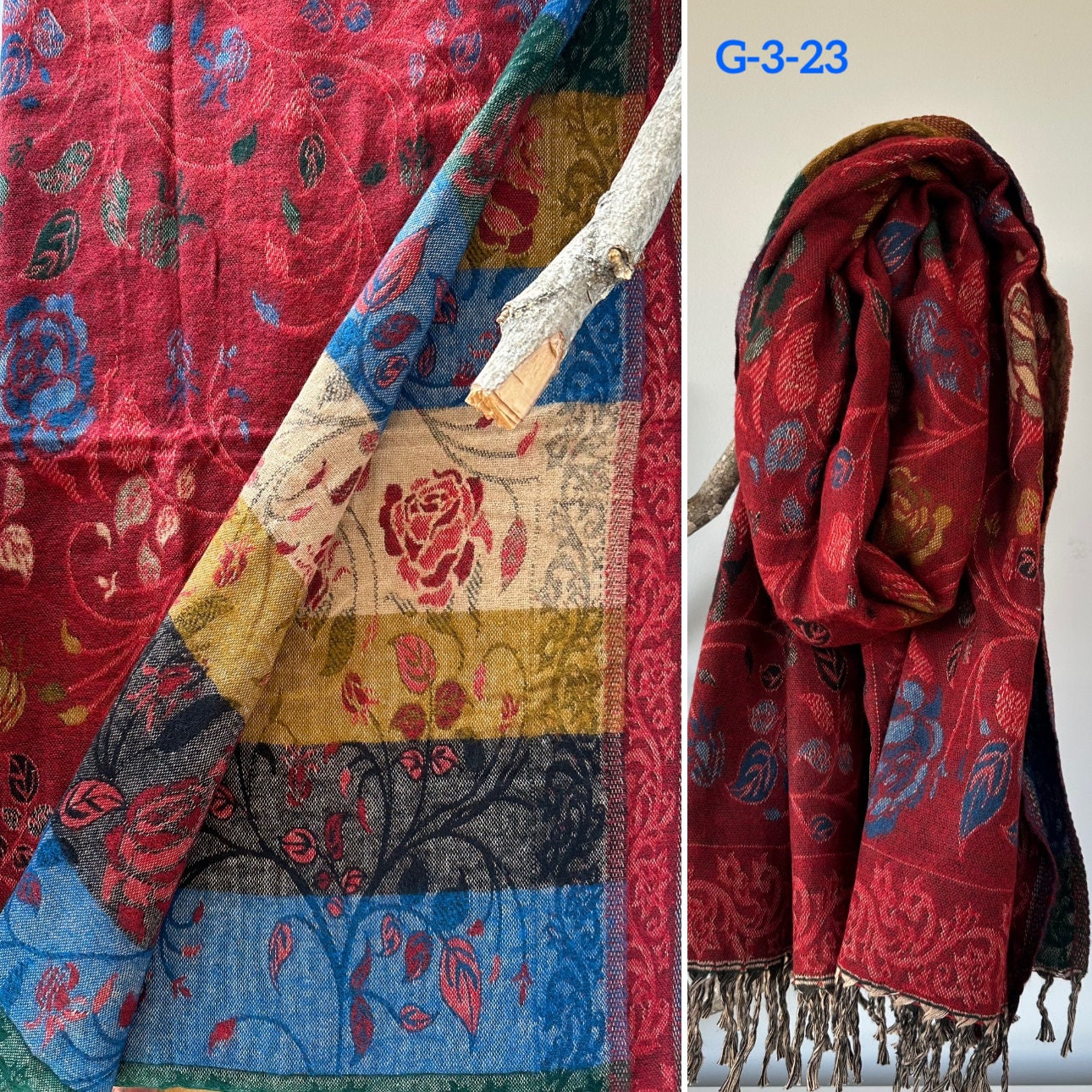 Tibetan yak wool Shawl/ Scarf/ Blanket, Meditation Shawl, loose weaved for super soft and warm, Best Gift for the winter. floral designs ..