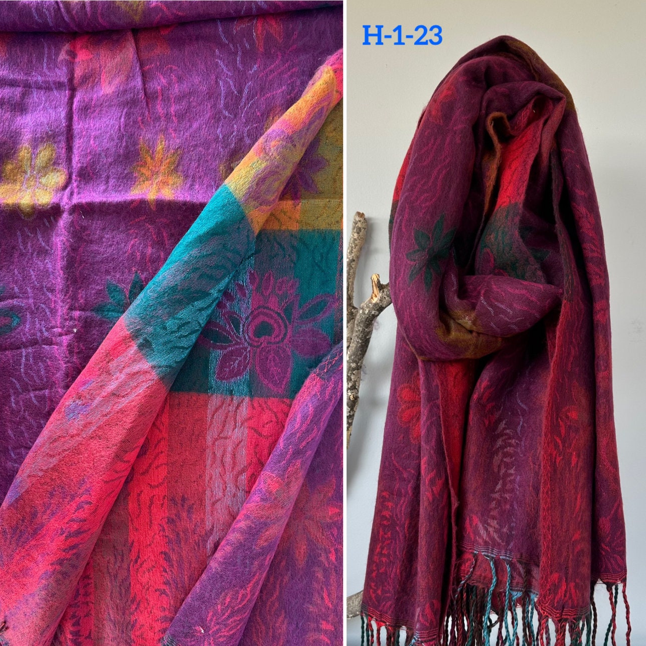 Tibetan yak wool Shawl/ Scarf/ Blanket, Meditation Shawl, loose weaved for super soft and warm, Best Gift for the winter. floral designs ..