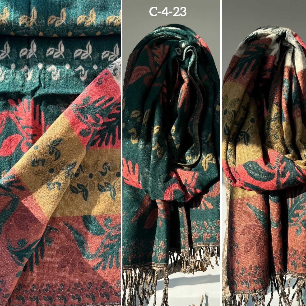 Reversible Tibetan yak wool Shawl/Scarf Blanket, Shawl, loose weaved for super soft and warm,Best winter gift, floral designs/parsley design