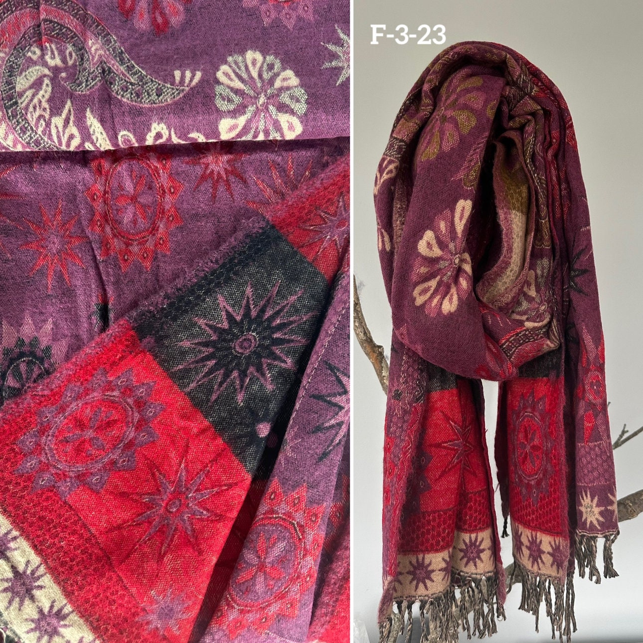 Tibetan yak wool Shawl/ Scarf/ Blanket, Meditation Shawl, loose weaved for super soft and warm, Best Gift for the winter. floral designs ..