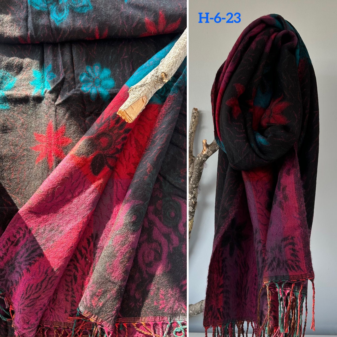 Tibetan yak wool Shawl/ Scarf/ Blanket, Meditation Shawl, loose weaved for super soft and warm, Best Gift for the winter. floral designs ..