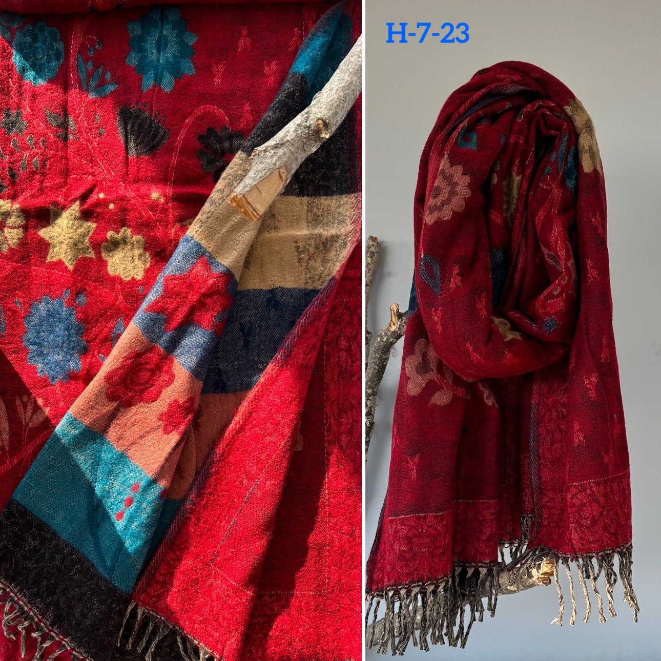 Tibetan yak wool Shawl/ Scarf/ Blanket, Meditation Shawl, loose weaved for super soft and warm, Best Gift for the winter. floral designs ..