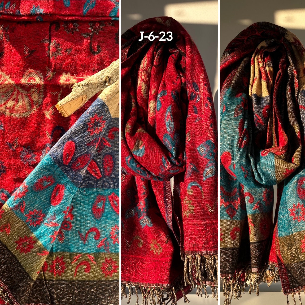 Reversible Tibetan yak wool Shawl/Scarf Blanket, Shawl, loose weaved for super soft and warm,Best winter gift, floral designs/parsley design